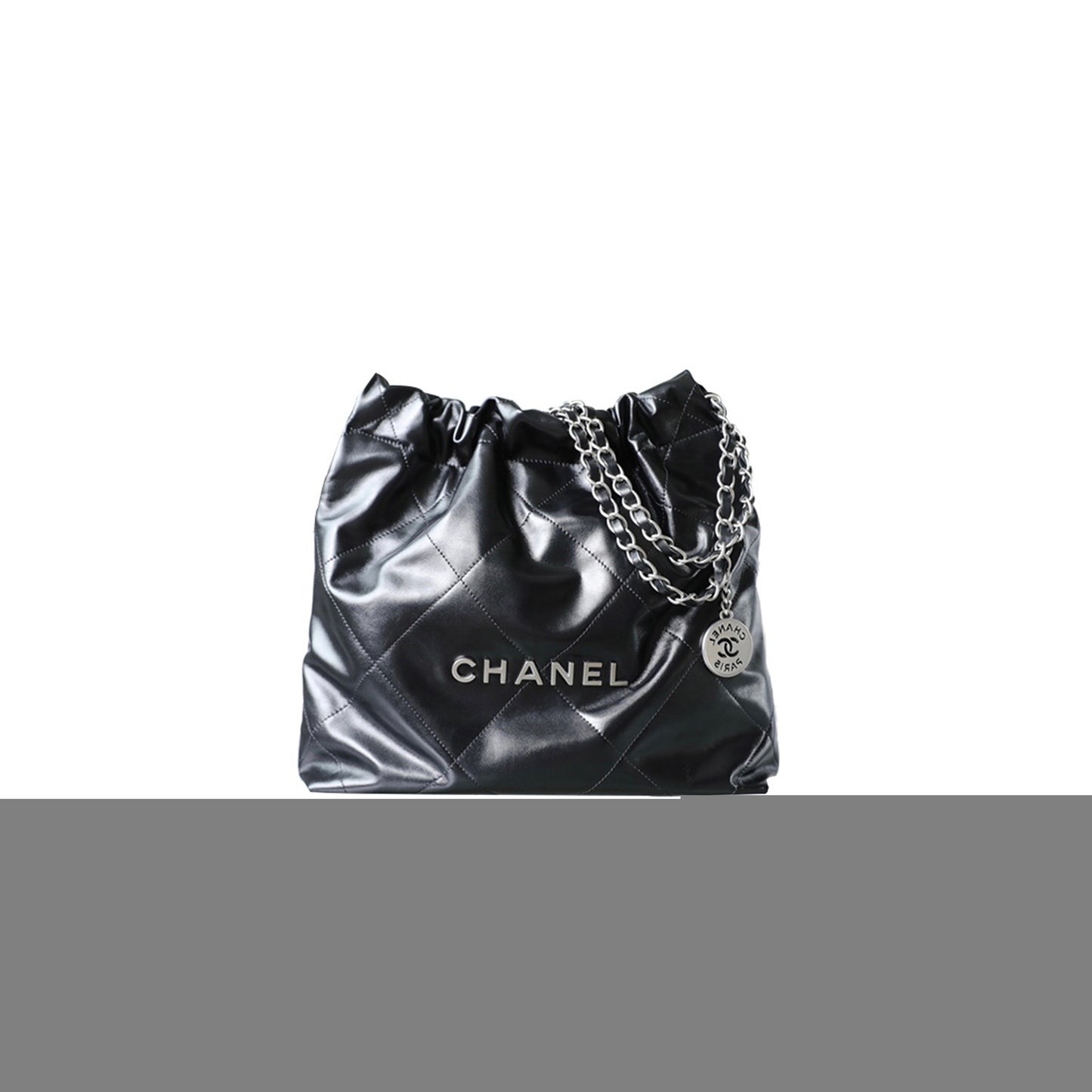 Ch*el master 22 bag black and silver small handbag as3260 (37*34.5*8cm)