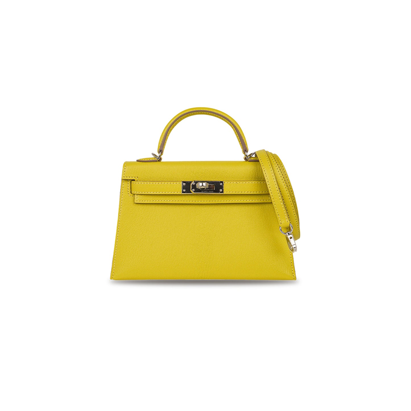 H**mes master mini kelly ii lime chevre leather palladium hardware (19*12*5.5cm)