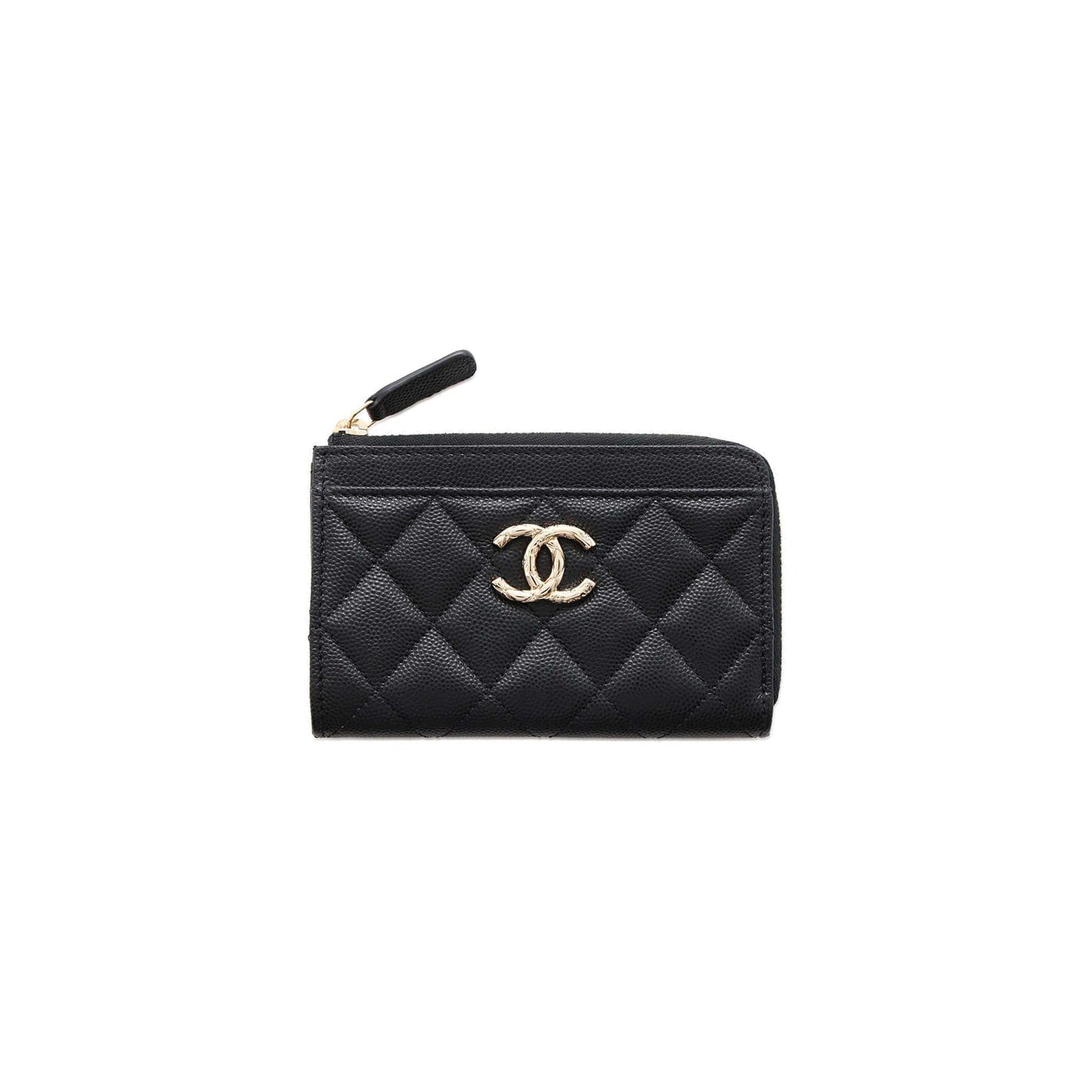 Ch*el master matelasse large logo l-shaped zipper card case black ap3982 (13*8*3cm)