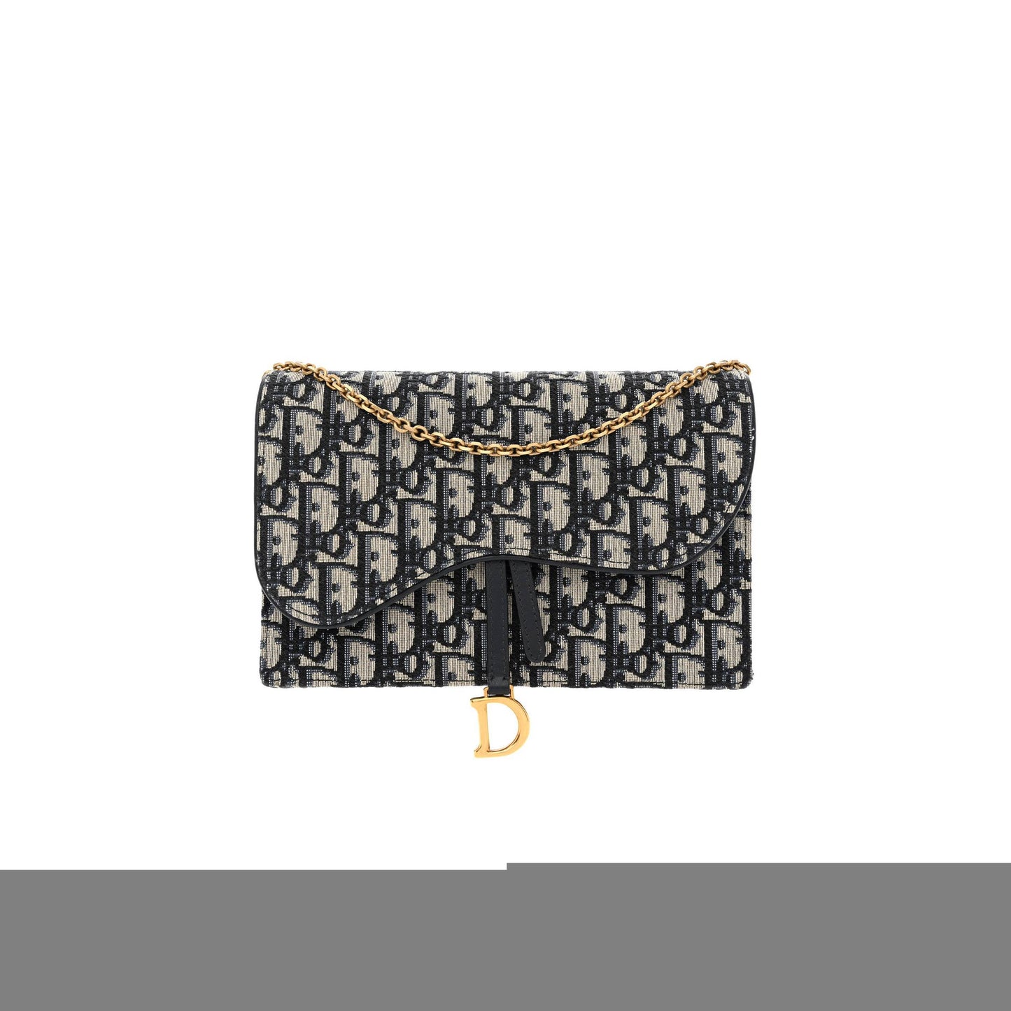 D*or oblique saddle chain pouch blue (22*15*4.4cm)