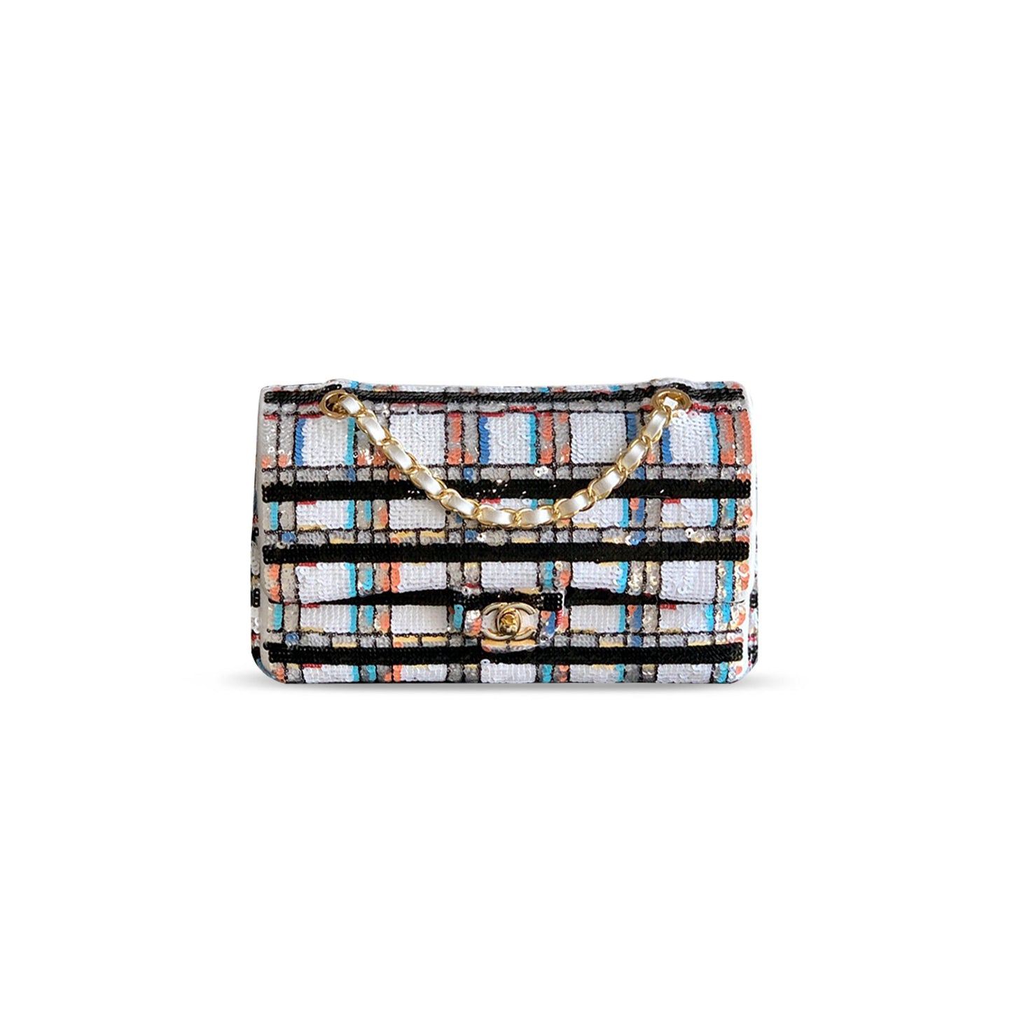 Ch*el classic flap bag sequins 297351 (25.5*15.5*6.5cm)