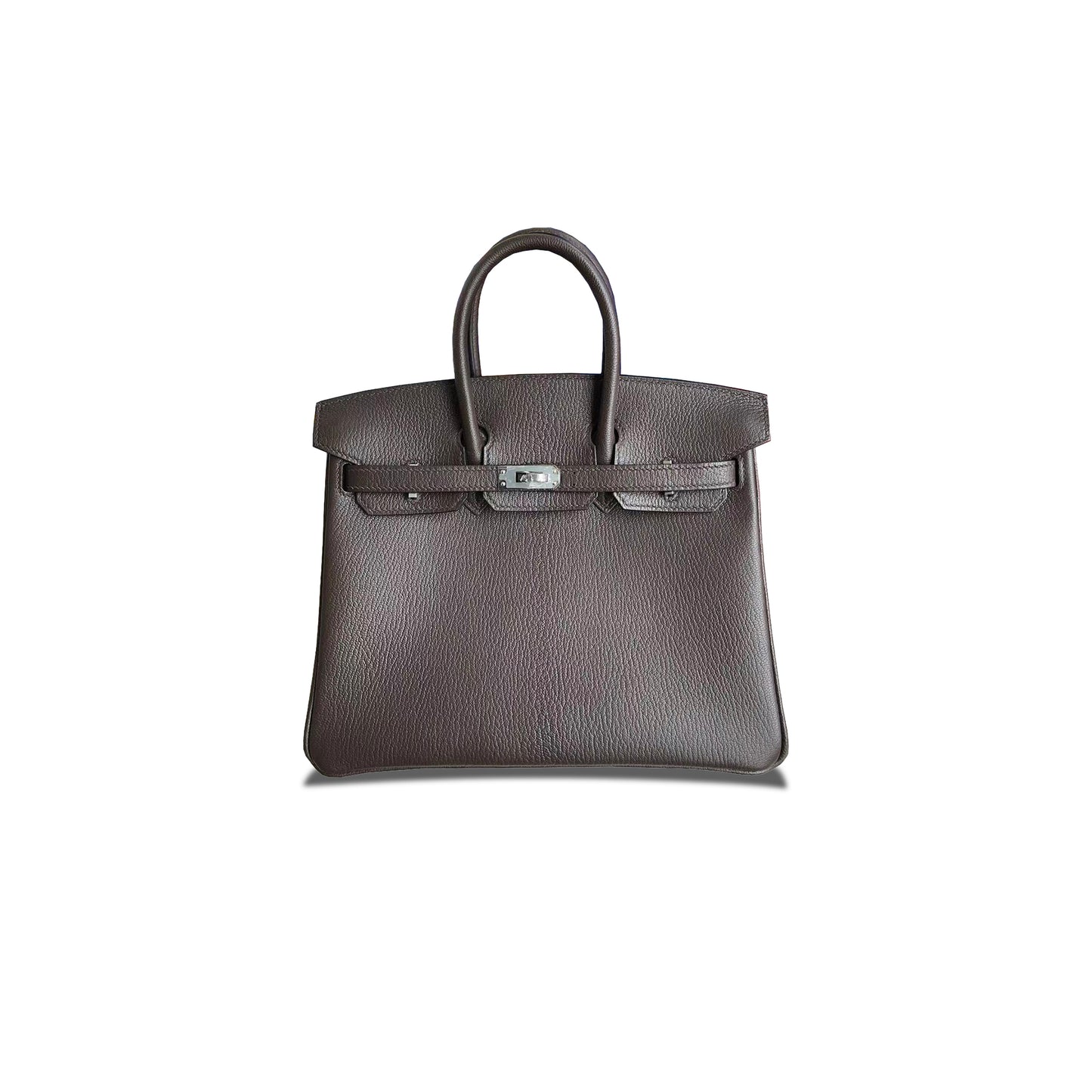 H**mes master birkin 25 chevre leather ebony silver buckle bag h028369cc86 (25*20*13cm)