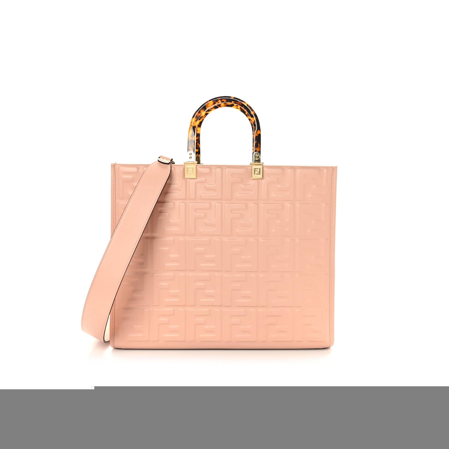 F**di vitello plexiglass ff embossed medium F**di sunshine shopper tote baby pink (36*31*16cm)