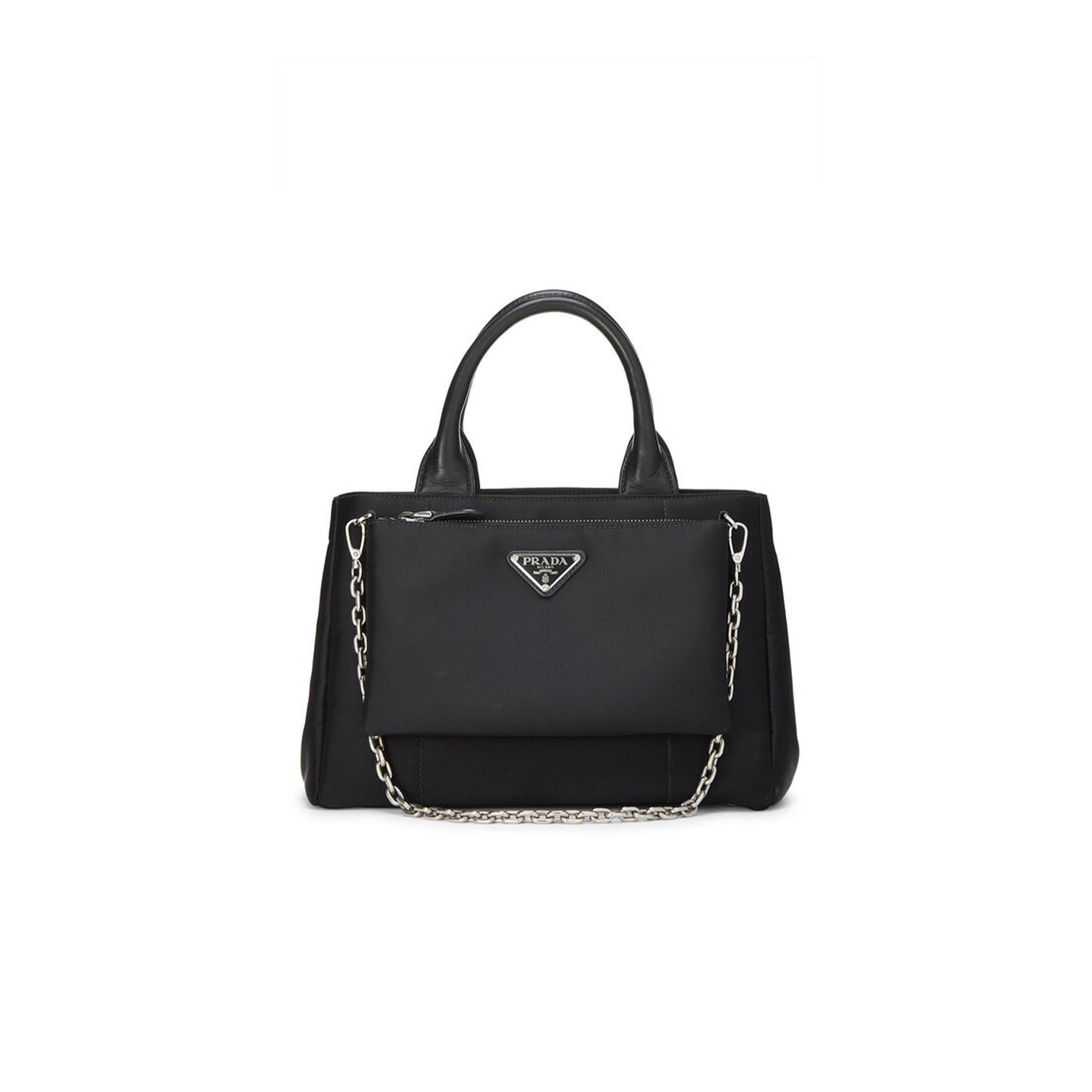 Pra*a black tessuto nylon convertible handbag 1bg364 (28*20*15cm)