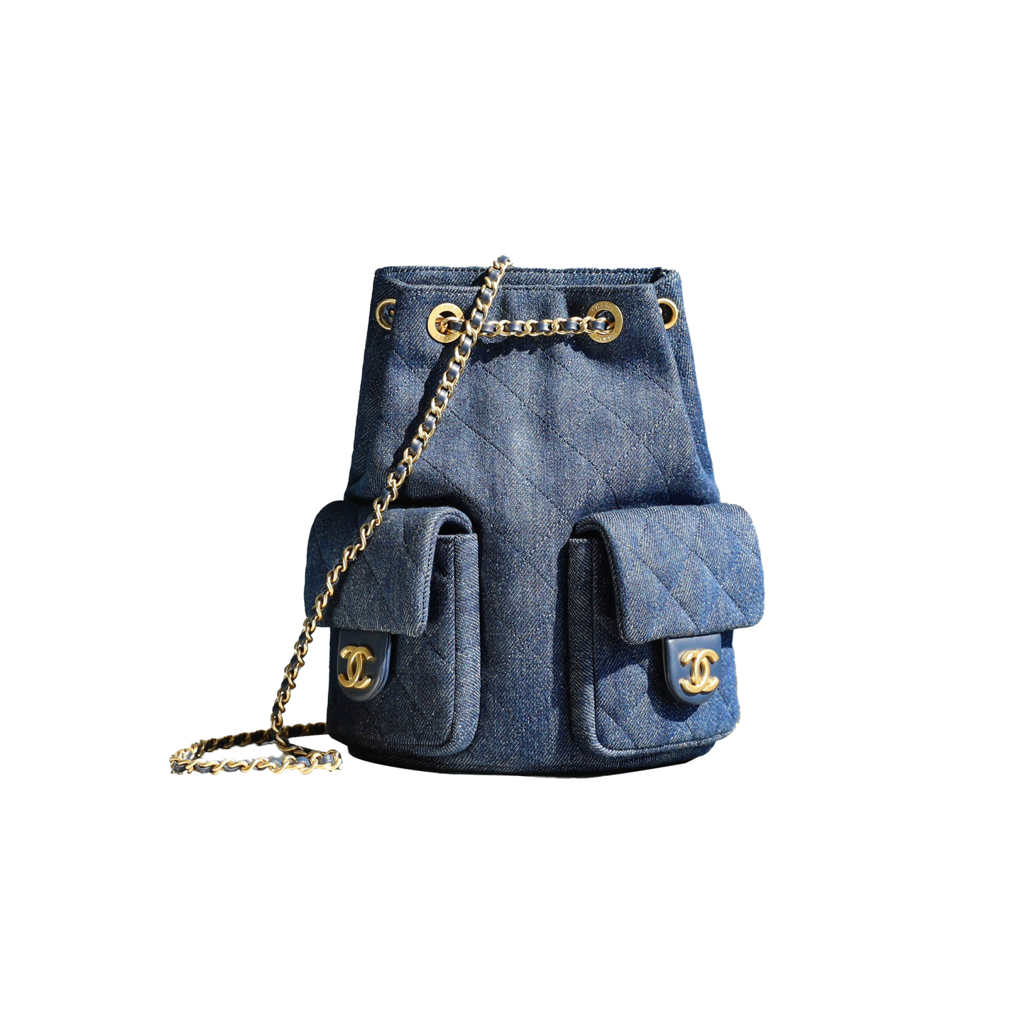 Ch*el master 25c drawstring backpack dark denim as5310 (24.3*18*7.8cm)