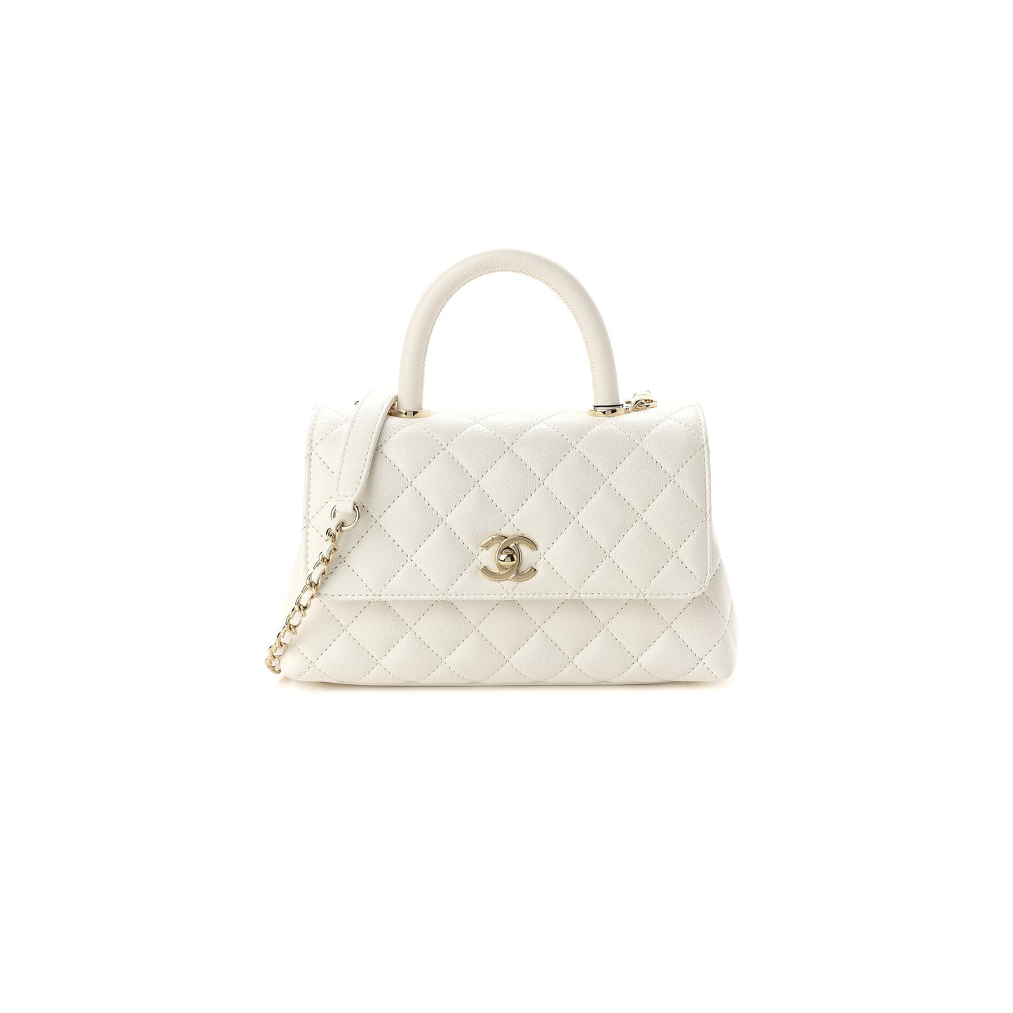 Ch*el master caviar quilted mini coco handle flap white (24*14*10cm)