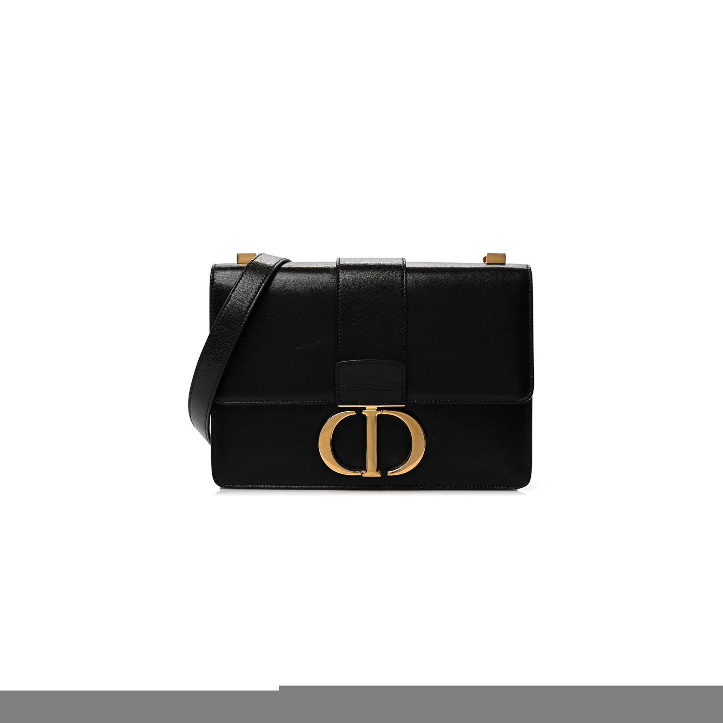 D*or shiny crinkled lambskin 30 montaigne flap bag black (24*18*6.4cm)