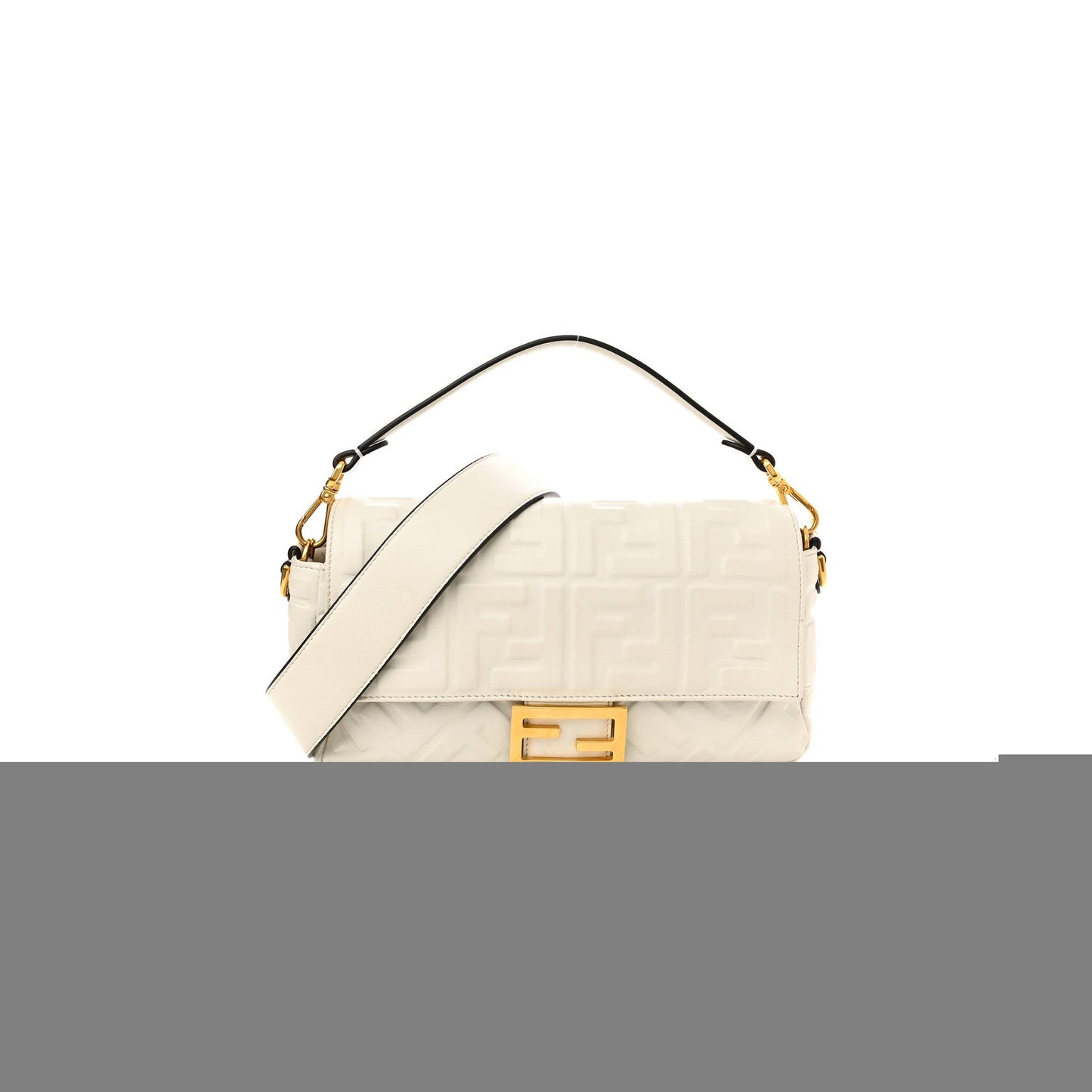 F**di nappa ff 1974 embossed baguette white (25*20*8cm)