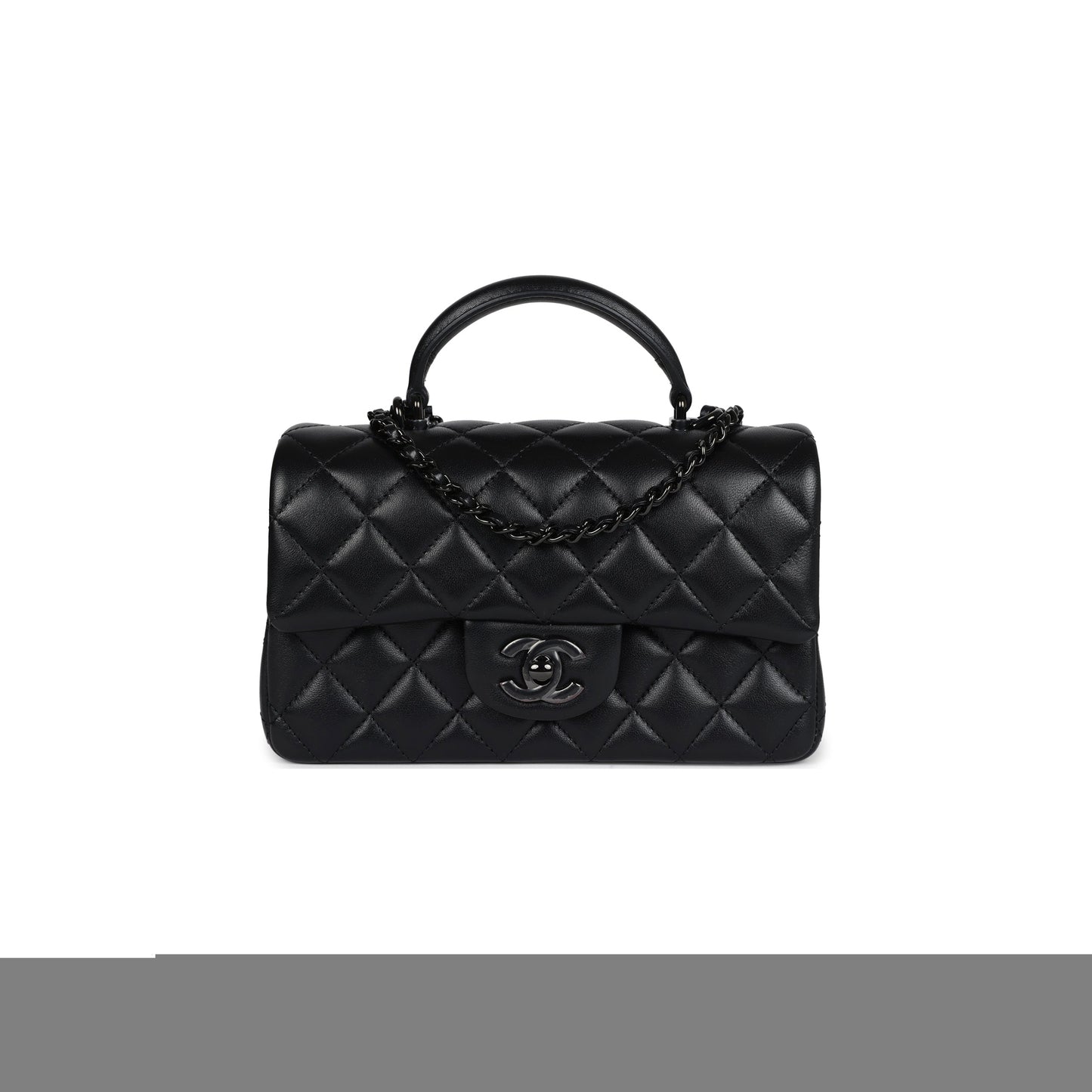 Ch*el mini rectangular top handle flap bag so black lambskin as2431 (20*13*6cm)