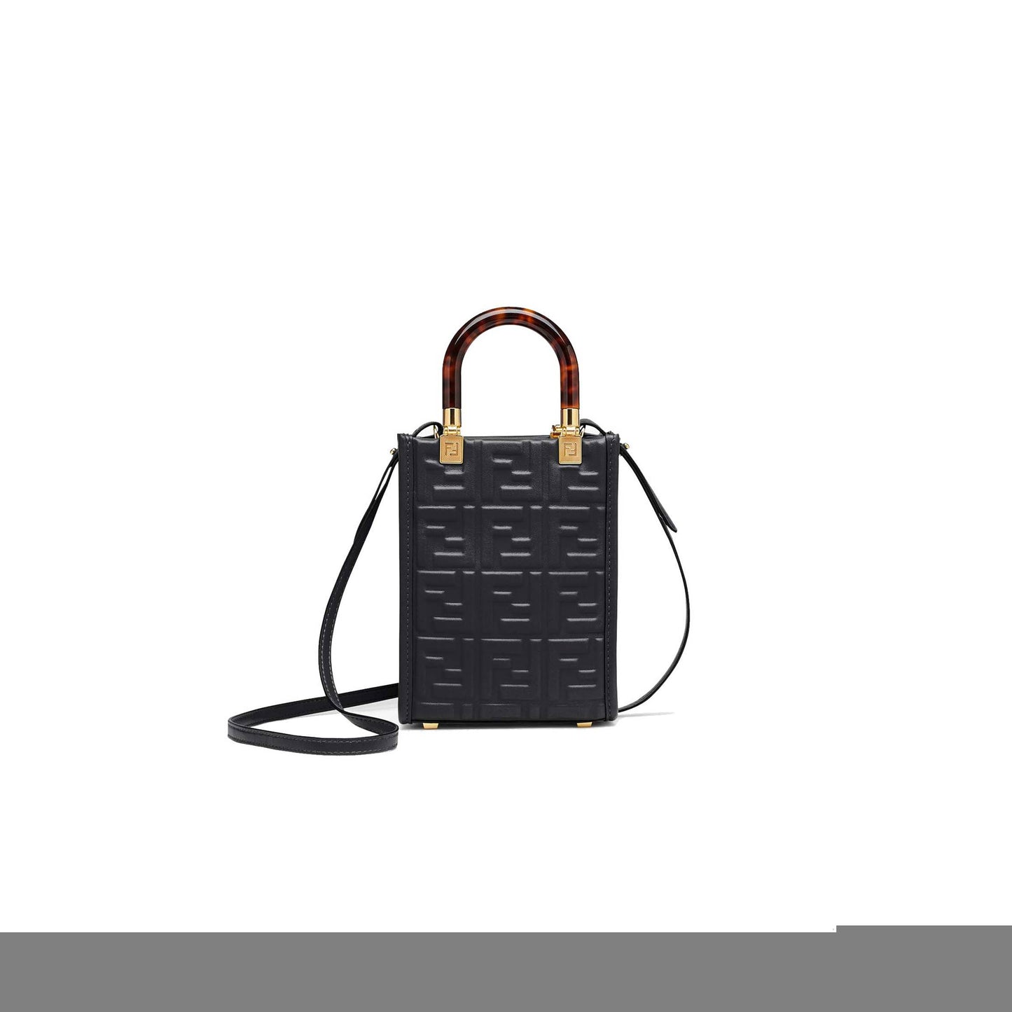 F**di mini sunshine shopper - black leather mini bag 8bs051amcif0kur (18*13*6.5cm)