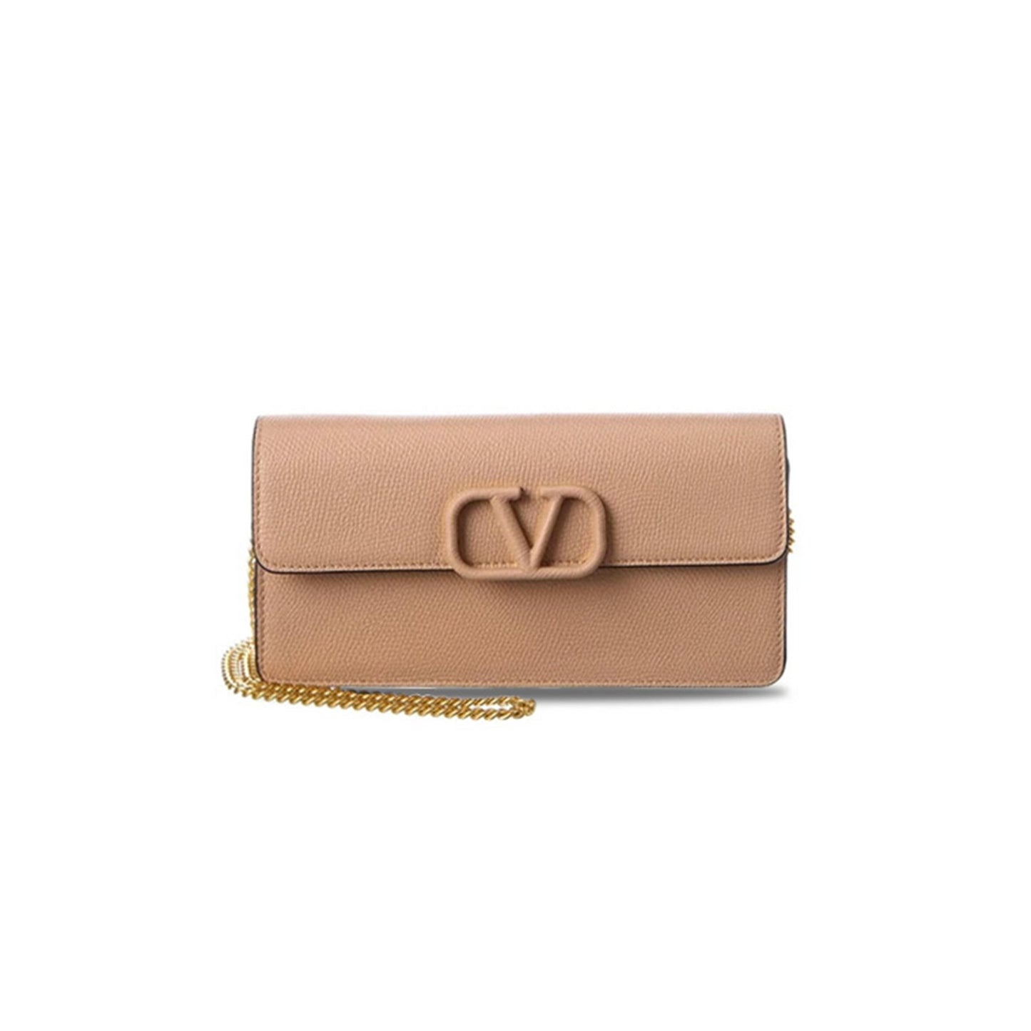 Va1e*ntin0 vsling grainy leather wallet on chain women''s pink (20*11*4cm)