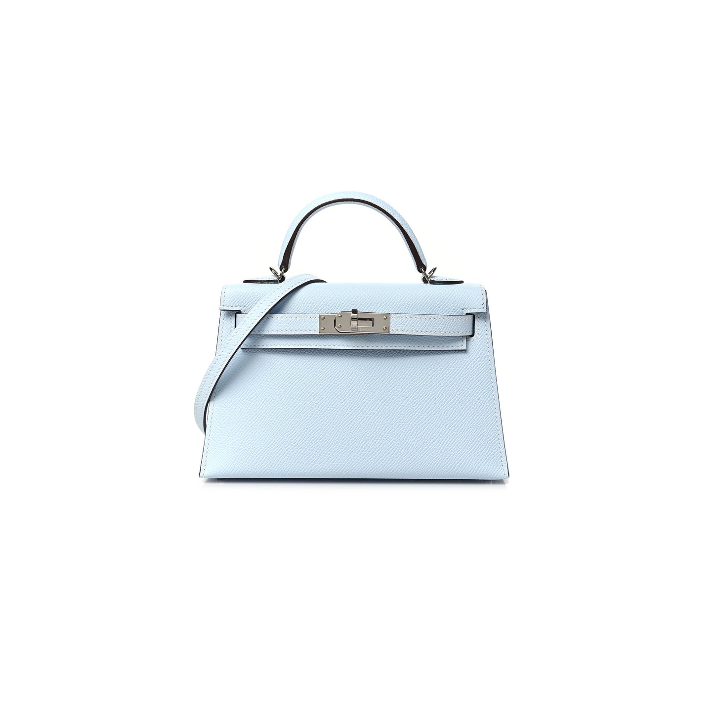 H**mes master mini kelly ii epsom haze blue silver buckle (19*12*5.5cm)