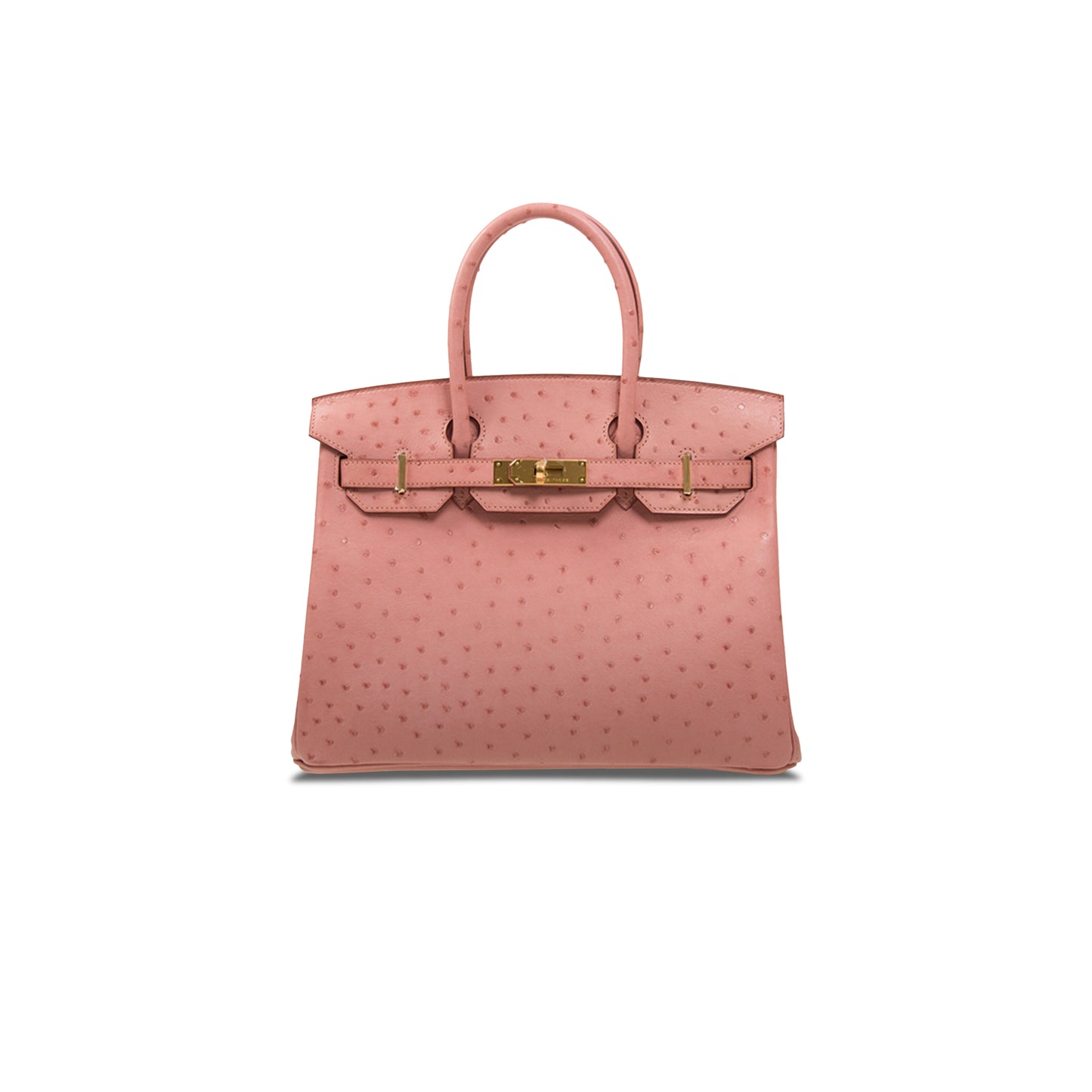 H**mes master birkin 30 ostrich leather ceramic pink gold buckle h041933ck72 (30*22*16cm)