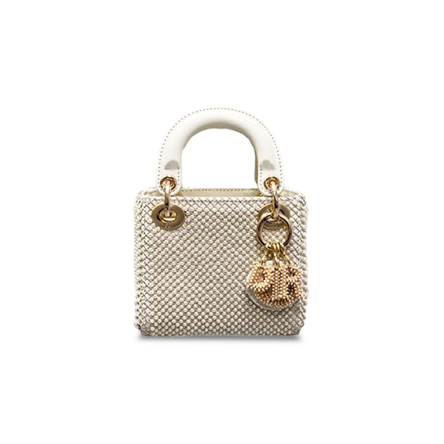 D*or mini lambskin pearl embroidered mini lady D*or (12*10*5cm)