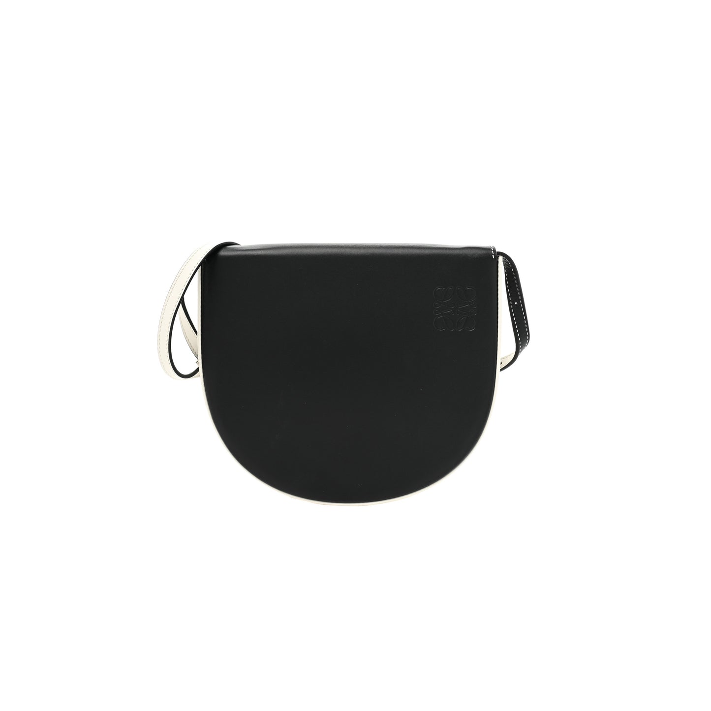 l*ew* soft calfskin heel bag black soft white (18*15*4cm)