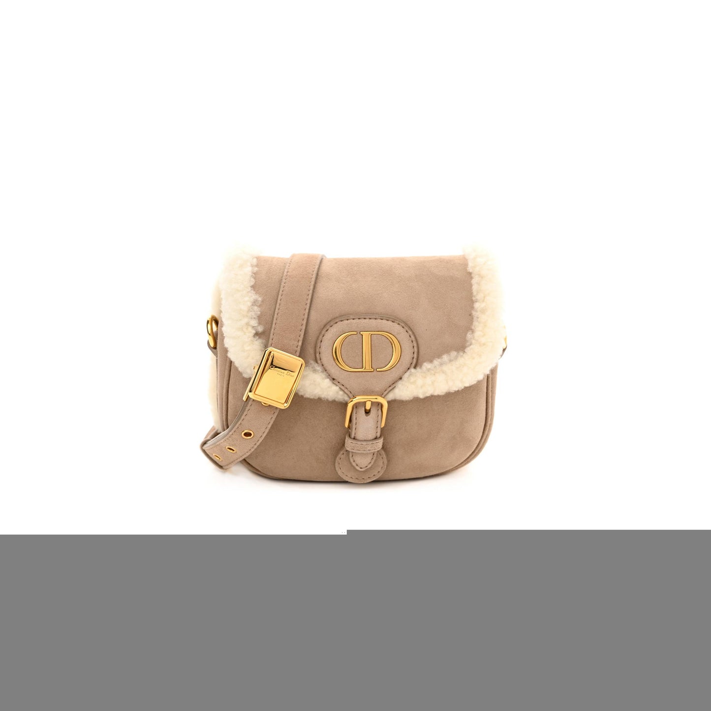 D*or suede shearling small bobby flap beige (17*17*5.7cm)