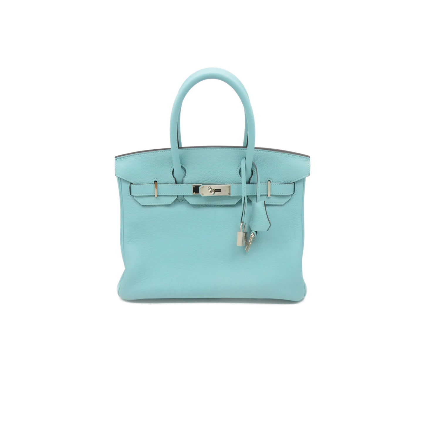 H**mes birkin 30 togo leather macaron blue silver buckle bag 2160900331074 (30*20*13cm)