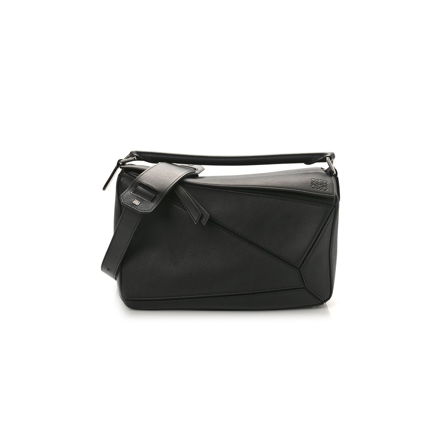 l*ew* calfskin medium puzzle bag black (29*19.5*14cm)