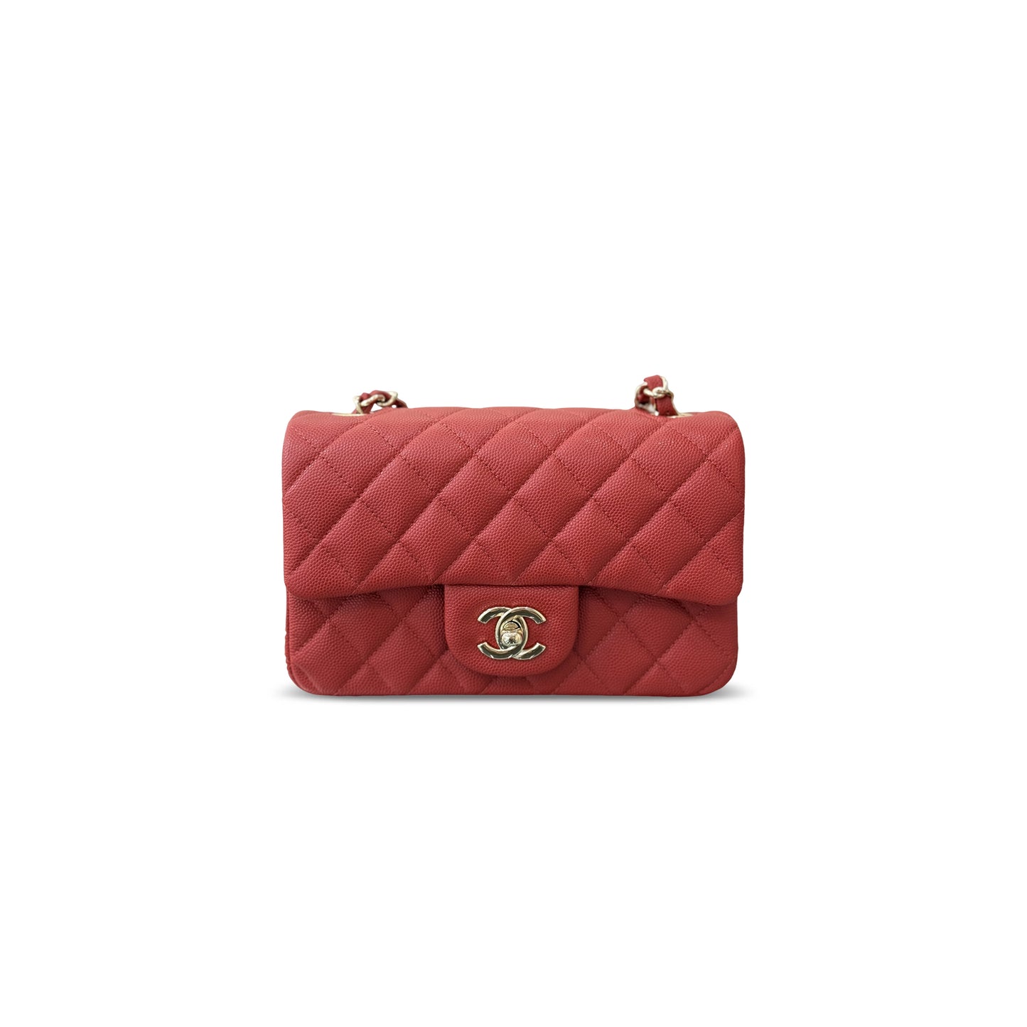 Ch**el master mini classic flap shoulder caviar leather red (20*12*6cm)