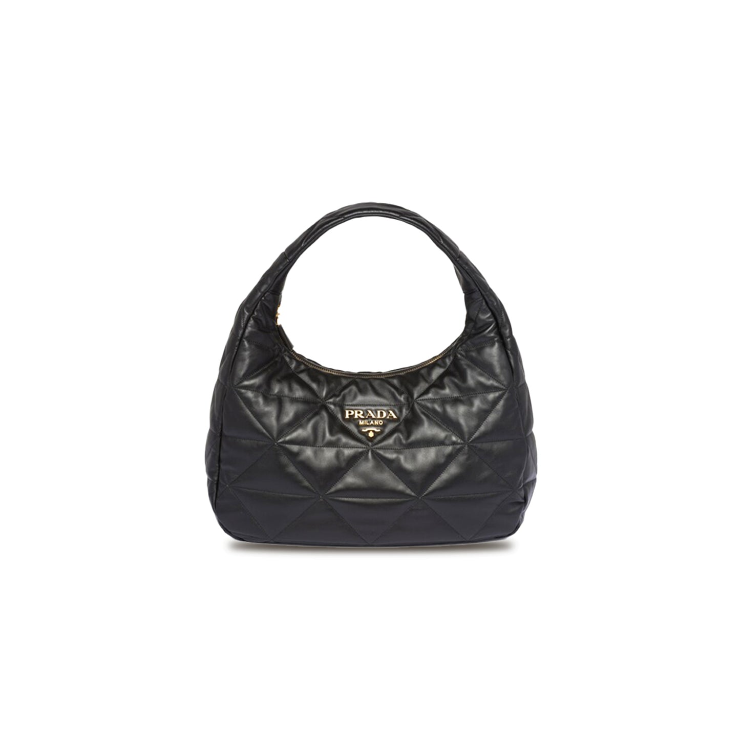 Pra*a large topstitched nappa-leather bag 1bc183 (40*27*11.5cm)