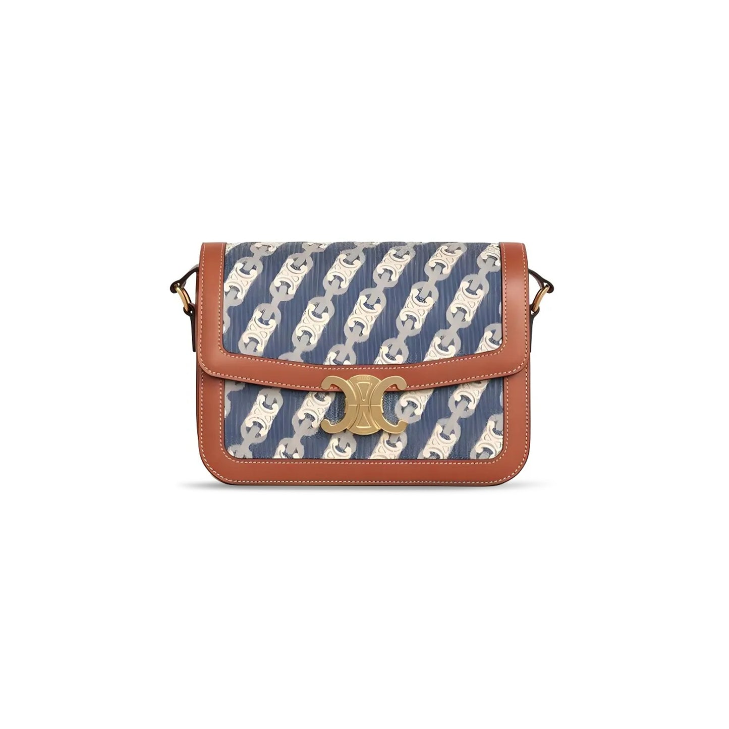 Ce**e medium classique triomphe bag in jacquard and natural calfskin 191242ckp.07at (22.5*16.5*7.5cm)