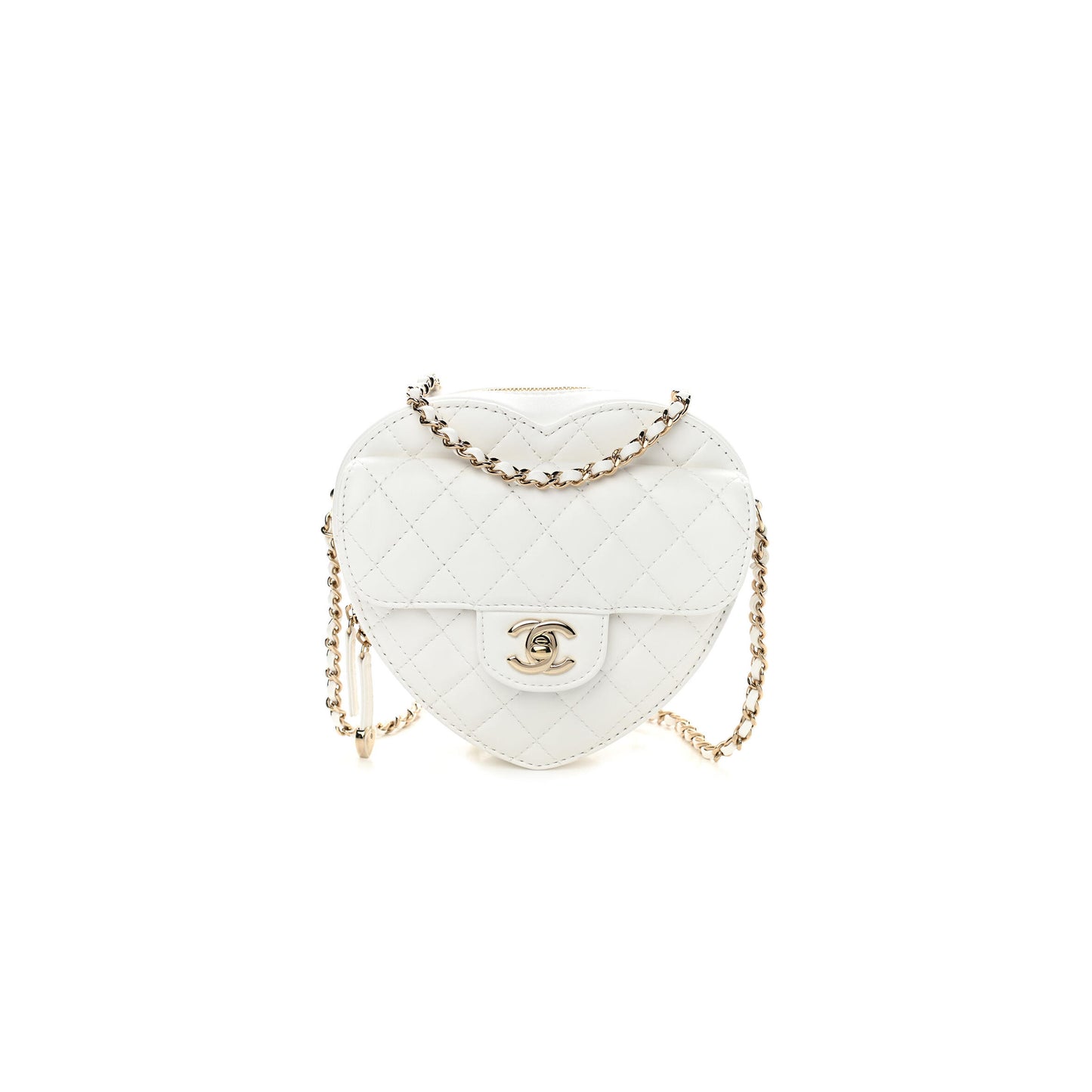 Ch**el heart bag lambskin in light white as5764 (18*18*5.5cm)