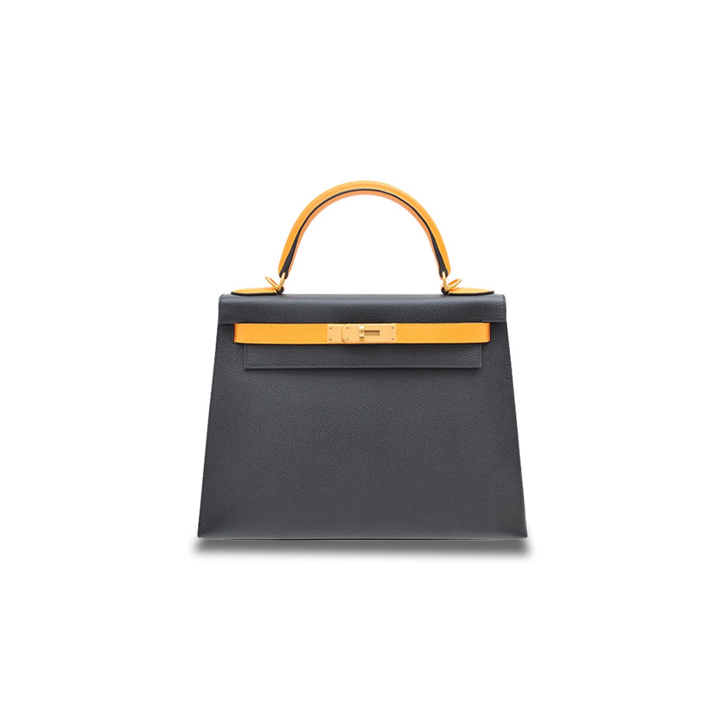 H**mes kelly 28 epsom pewter gray and sun yellow (28*22*10cm)