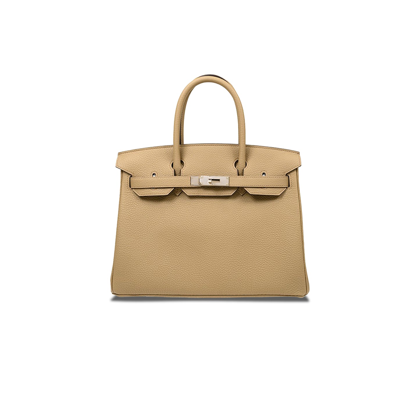 H**mes master birkin 30 togo leather milk tea color silver buckle bag bk308qtgss (30*23*15cm)