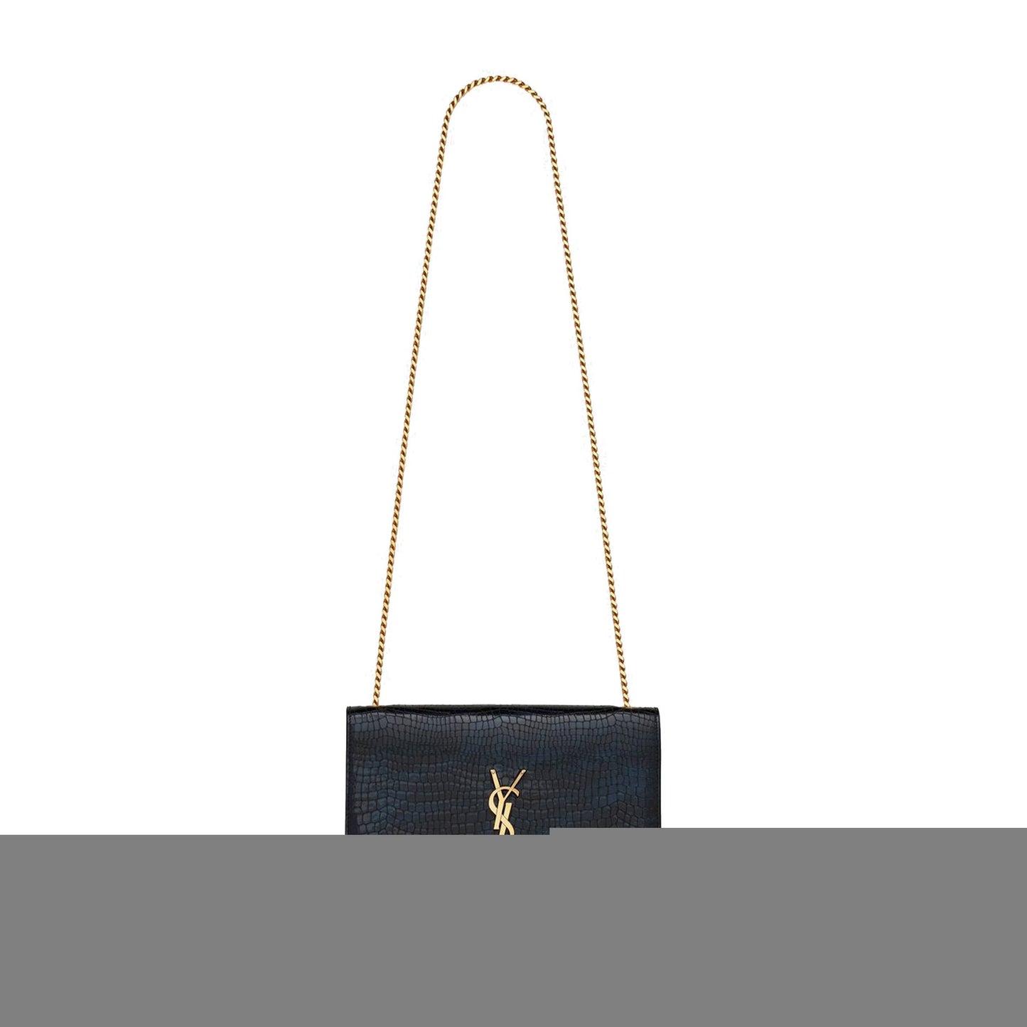 Y*L kate medium chain bag with tassel in shiny crocodile-embossed leather 354119aaay14083 (24*14.5*5.5cm)