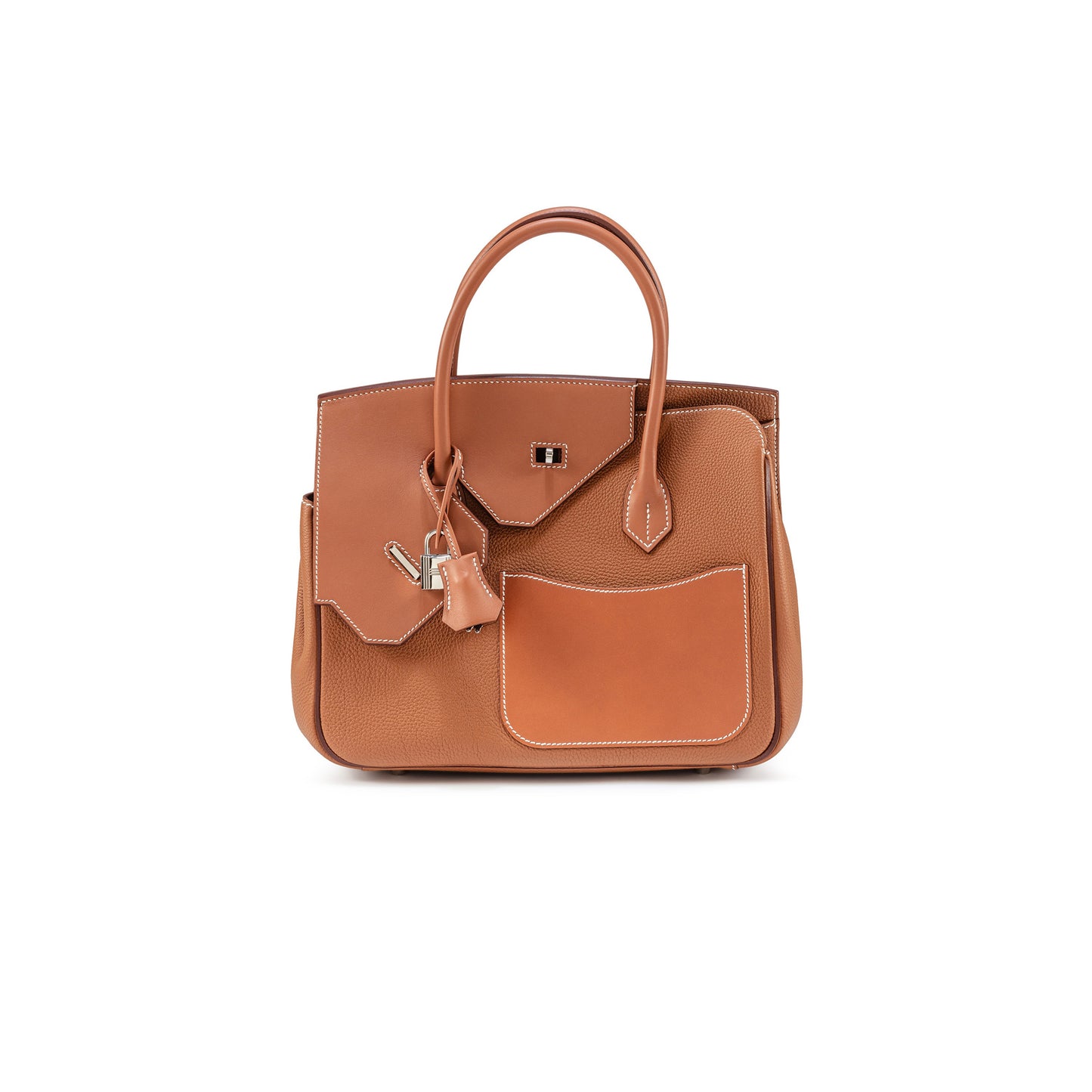 h**mes master birkin 30 G01den brown silver buckle bag 6925410968 (30*22*15cm)