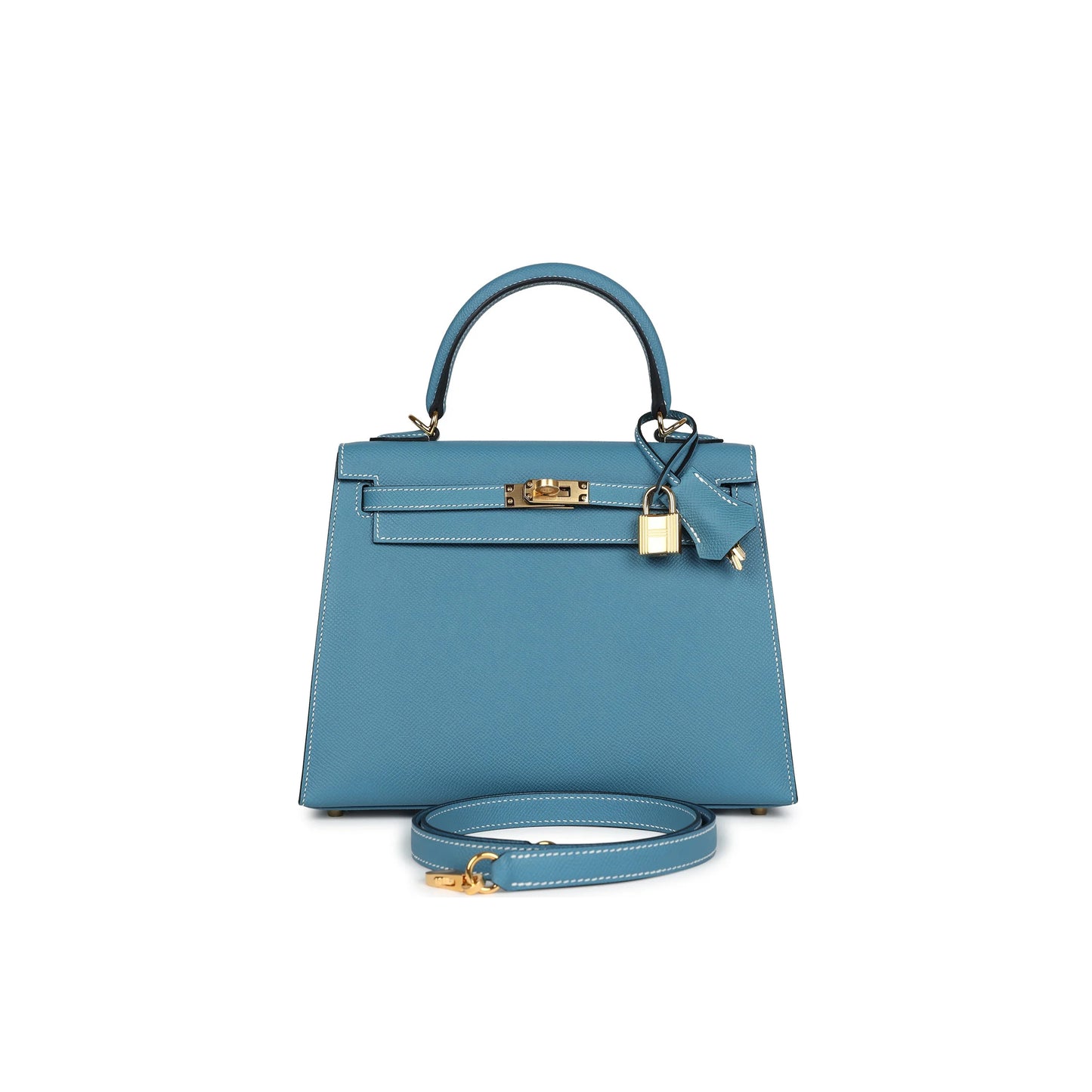 H**mes master kelly sellier 25 blue jean epsom gold hardware (25*17*7cm)