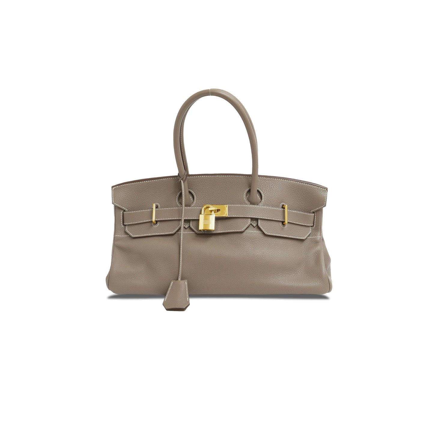 H**mes shoulder birkin 42 elephant grey gold buckle bag 26638809 (42*21*16cm)