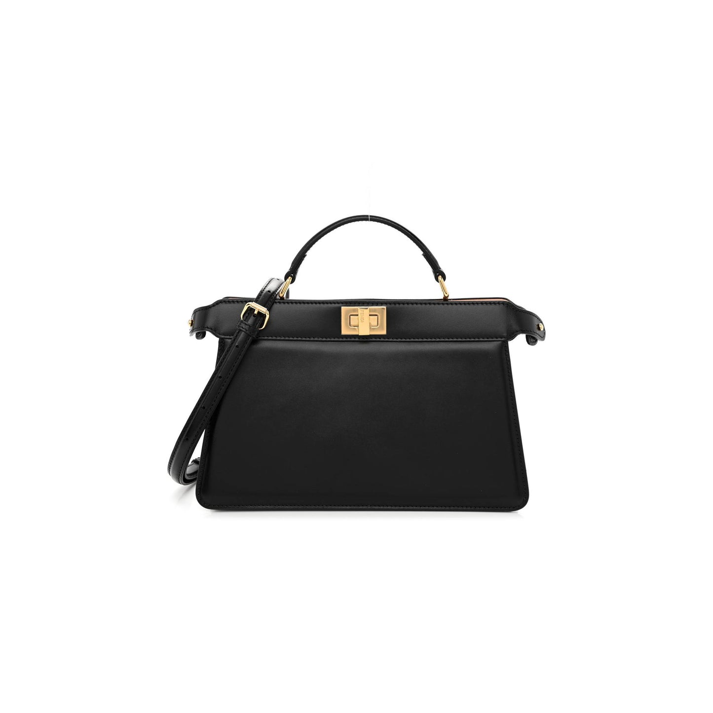 F**di vitello king luxor shiny nappa medium peekaboo i see u east west satchel black light rose (29*18*11cm)