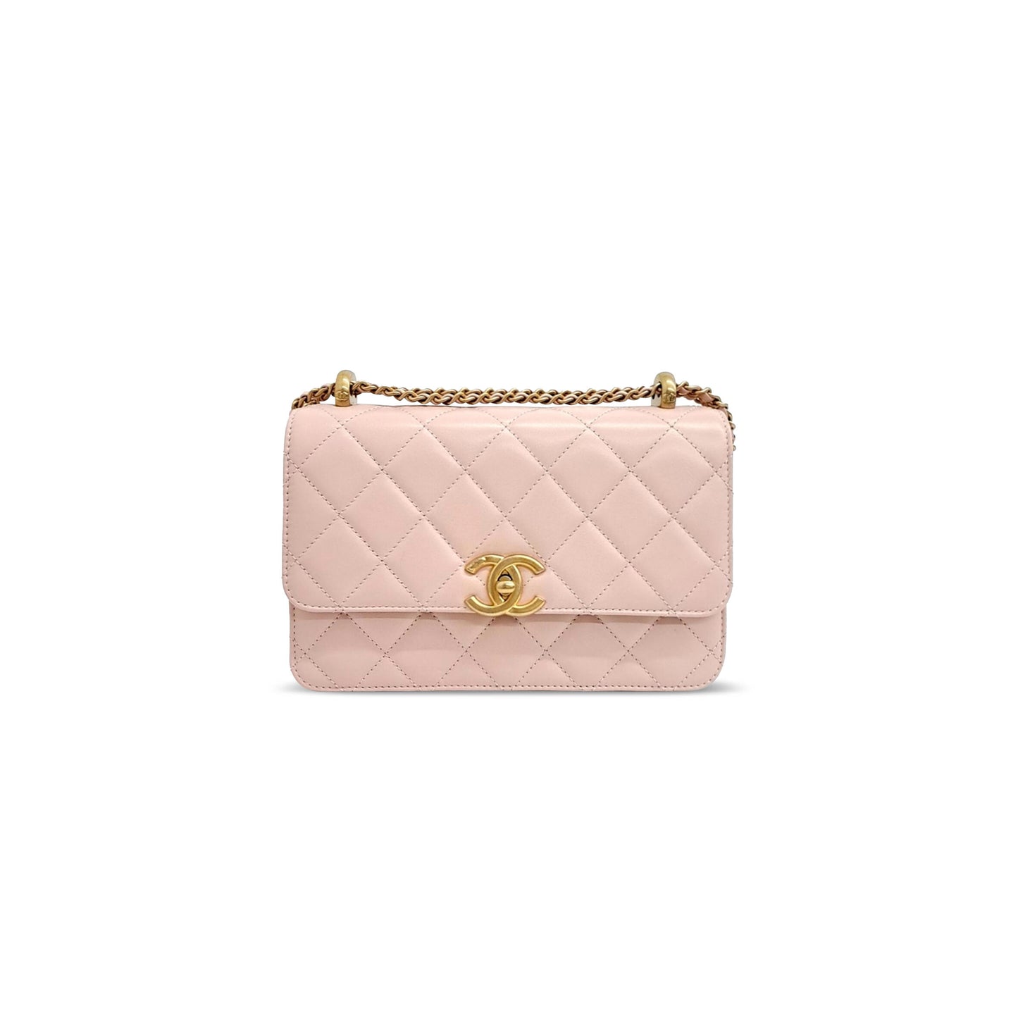 Ch**el calfskin quilted flap bag as2649 (22*14*8cm)