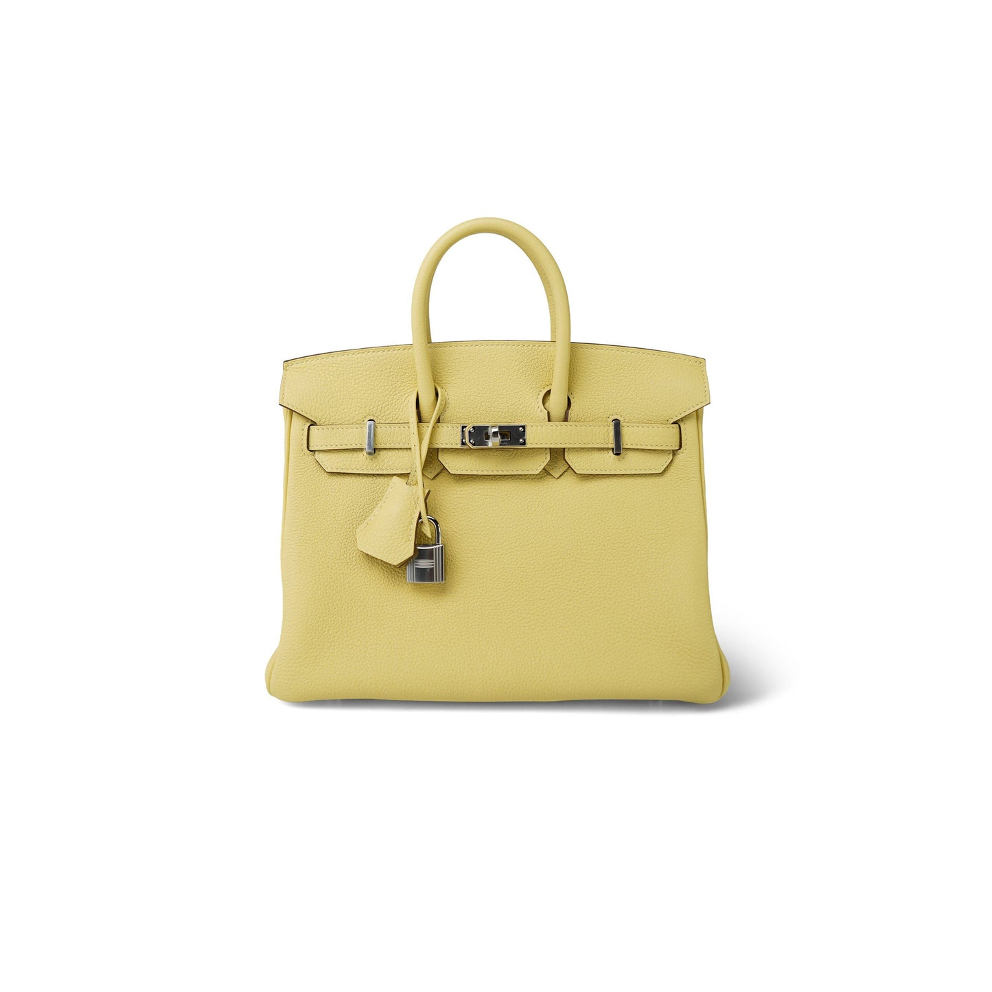 H**mes birkin 25 togo leather lemon yellow silver buckle bag h028369ck1z (25*20*13cm)