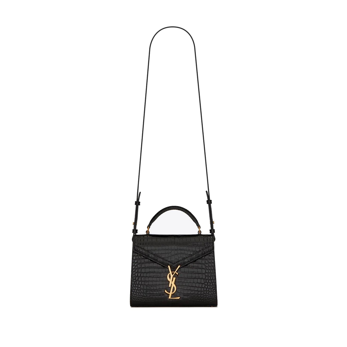 Y*L cassandra mini top handle bag in crocodile-embossed shiny leather 623930dnd0j1000 (20*16*7.5cm)