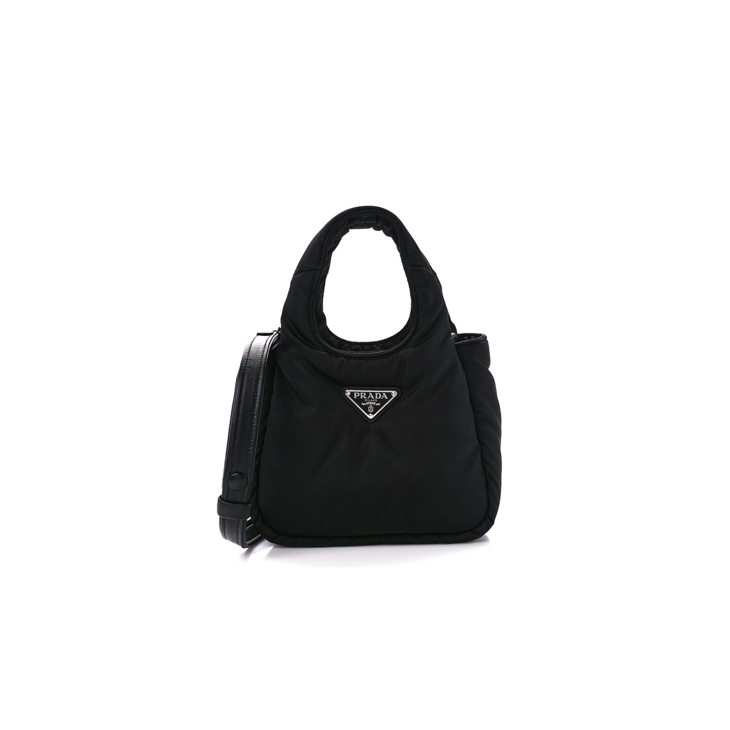 Pra*a tessuto soft padded re-nylon striped mini bag black (23*13*6cm)
