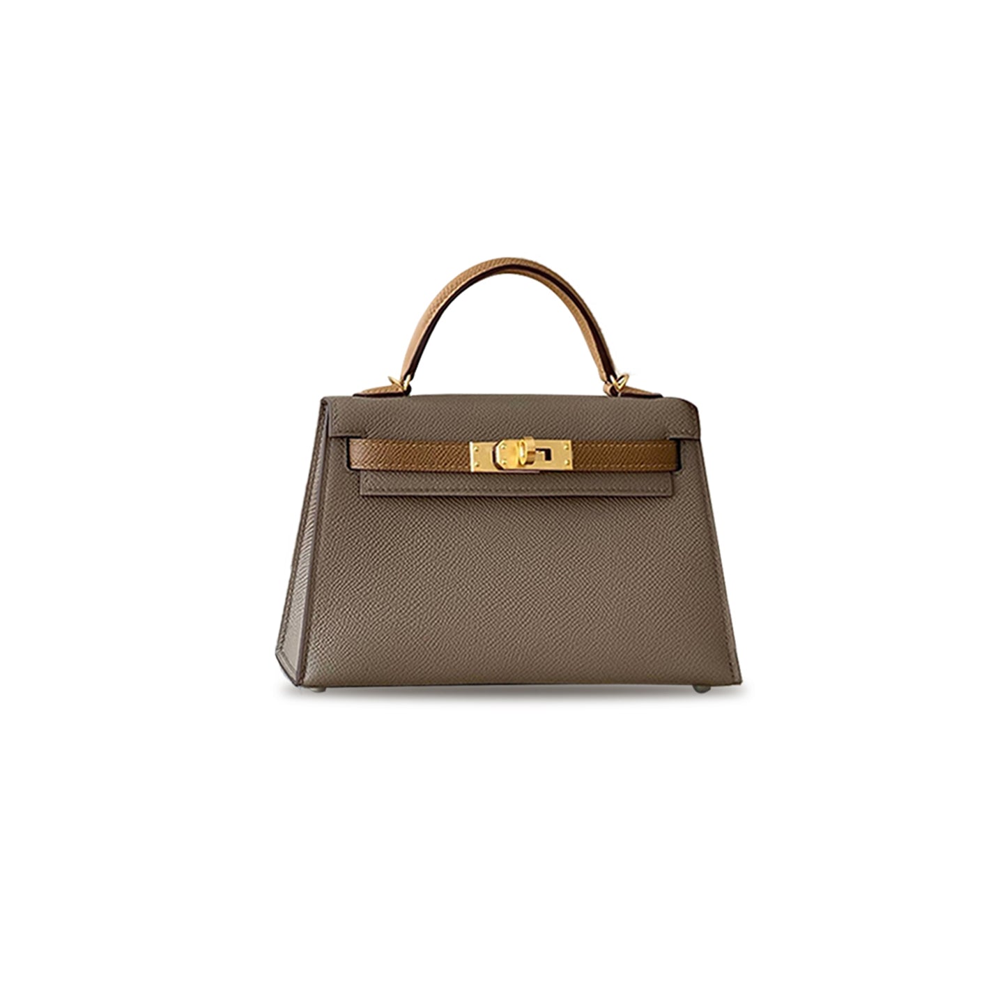H**mes master mini kelly ii epsom three-color elephant gray and biscuit color chestnut color (19*12*5.5cm)