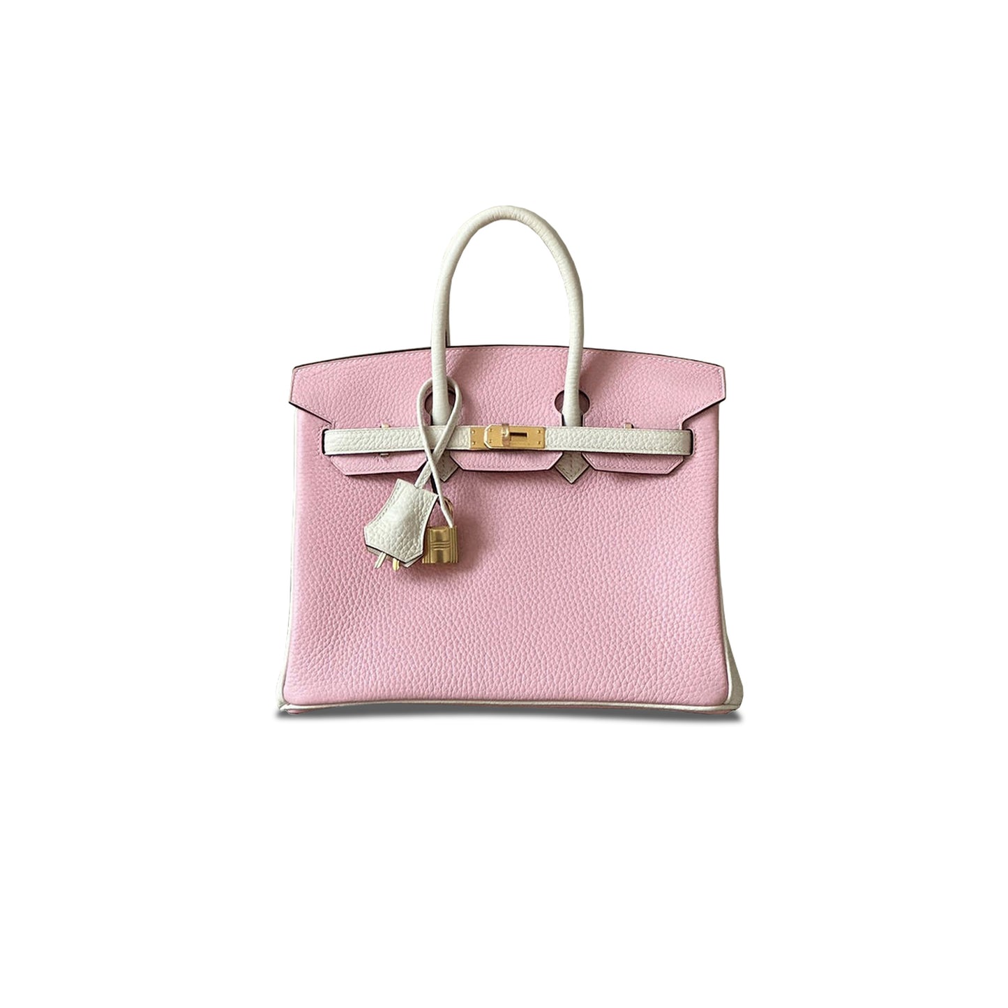 H**mes master birkin 30 mallow purple and cream white gold buckle bag 23061401 (30*22*16cm)