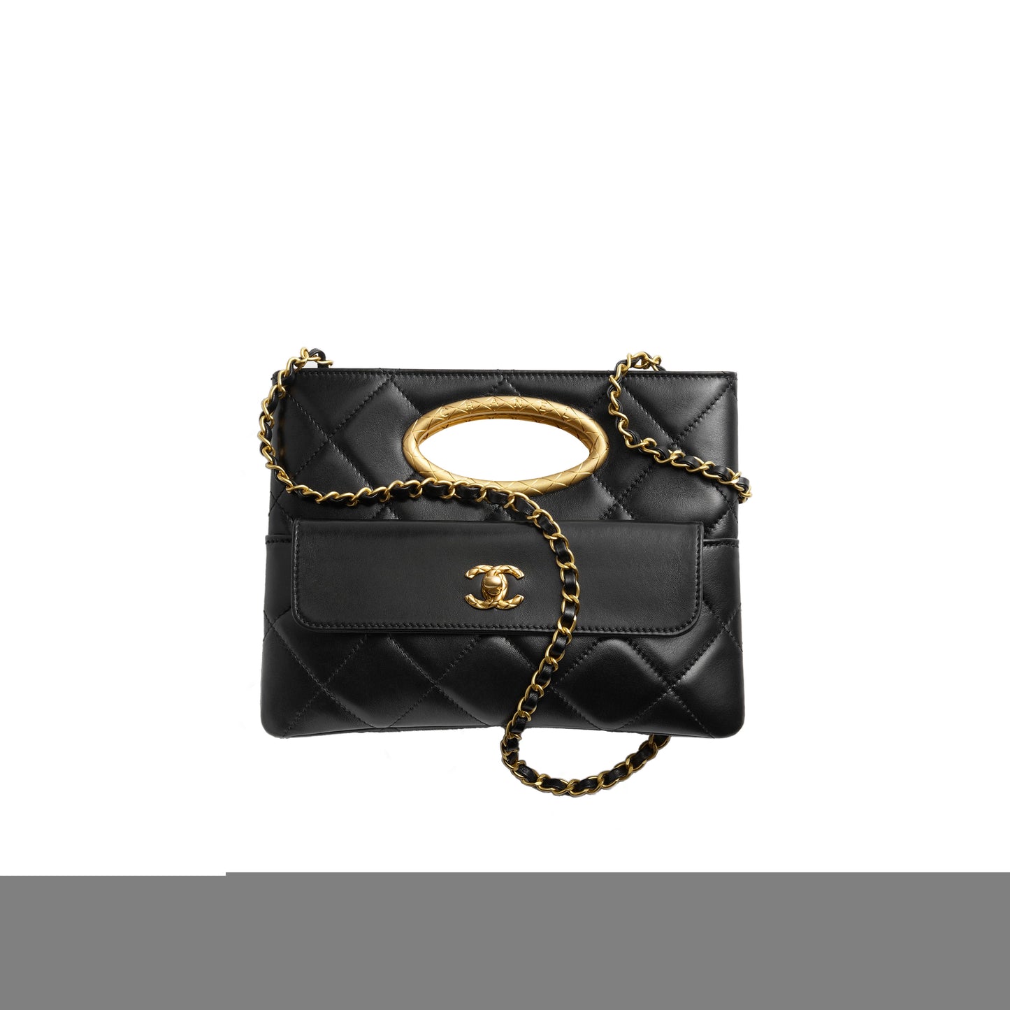 Ch*el master clutch lambskin & gold-tone metalblack as5038 (25*19*3cm)