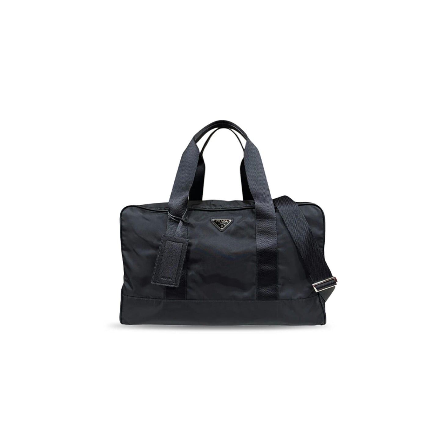 Pra*a re-nylon boston bag black unisex 2vc796 (44*28*23cm)