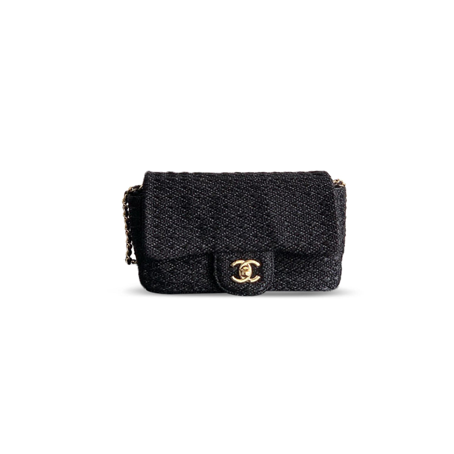 Ch*el classic flap bag braided lurex & gold-tone metal as5279 (20.5*12.5*6cm)