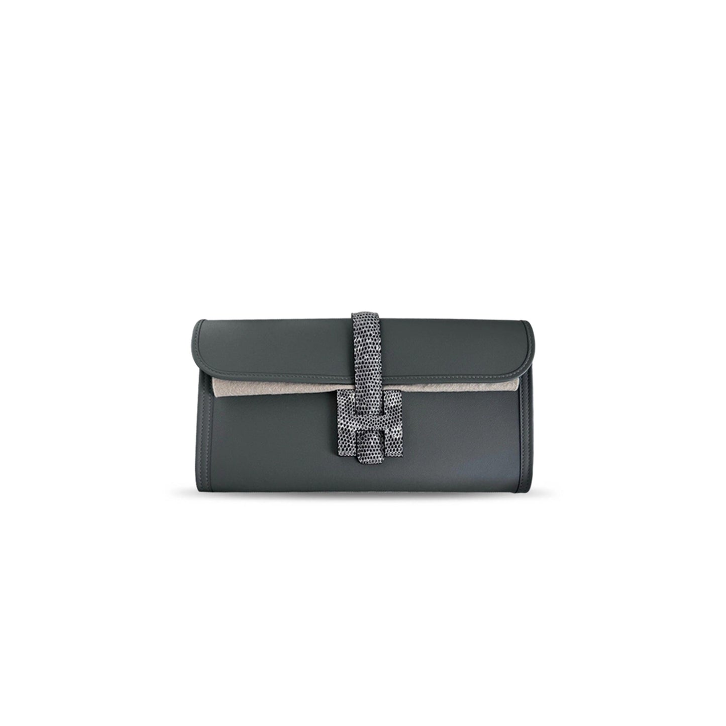 H**mes NOIR SWIFT AND LIZARD JIGE ELAN (21.5*12.5*2cm)