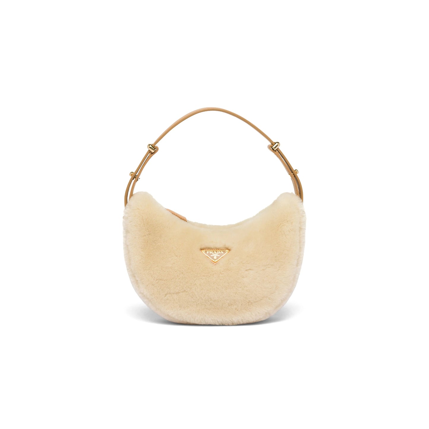 Pra*a arquร shearling and leather shoulder bag 1bc194 (22.5*18.5*6cm)
