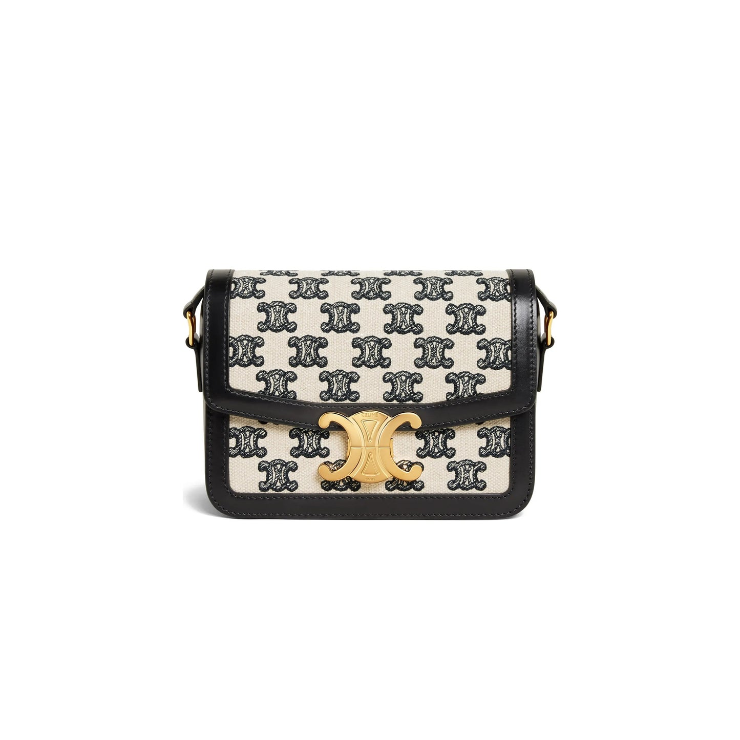 Ce**e small classique triomphe bag in fabric and calfskin 188882dba.38no (18.5*14*6cm)
