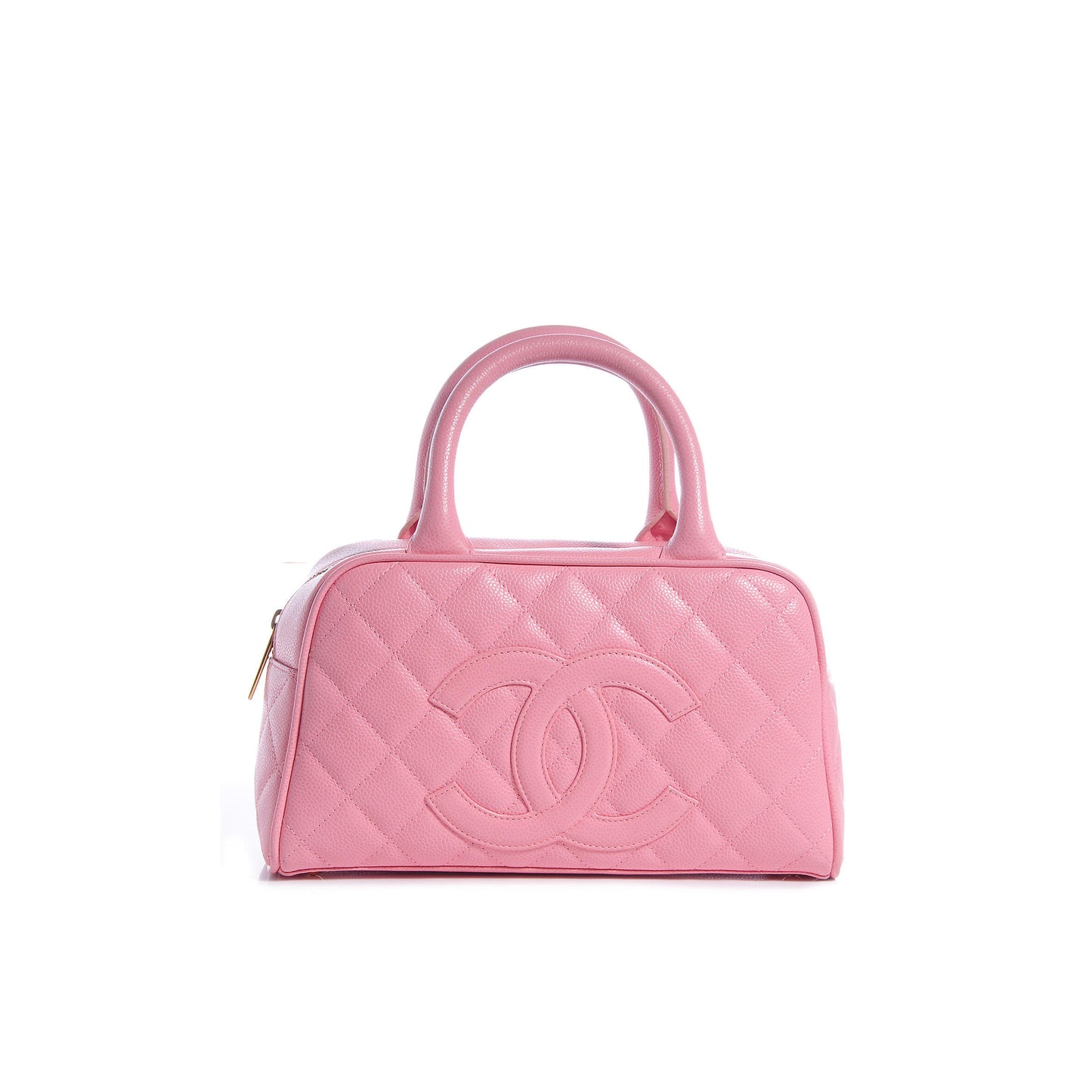 Ch**el vintage sakura pink caviar quilted small bowler bag 71301 (25*15*7cm)