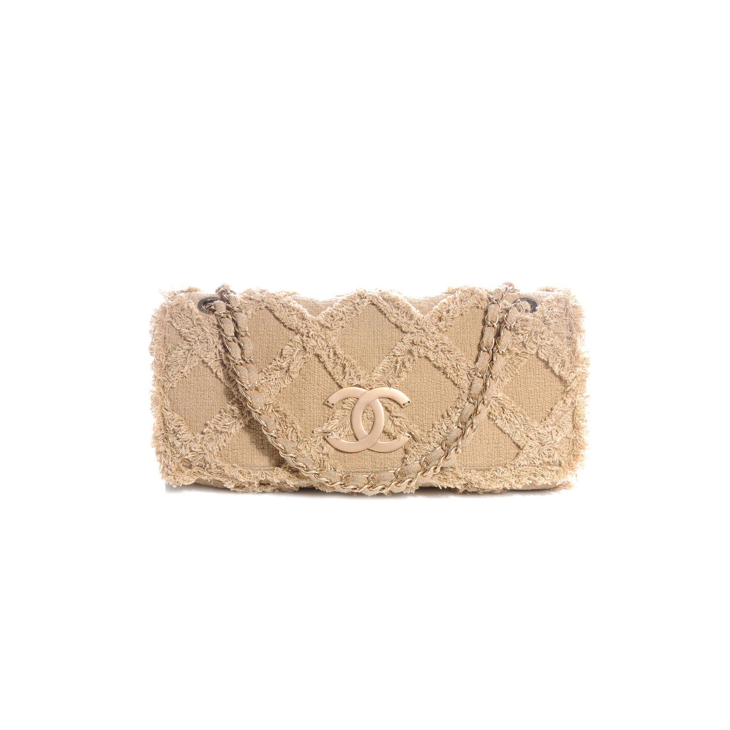 Ch*el tweed nature flap dark beige (36*20*9cm)