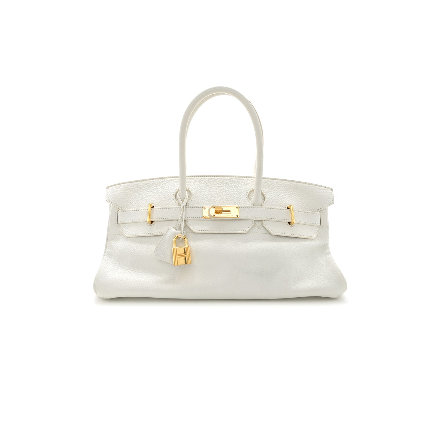 H**mes shoulder birkin 42 milkshake white gold buckle bag 1532462 (42*21*16cm)