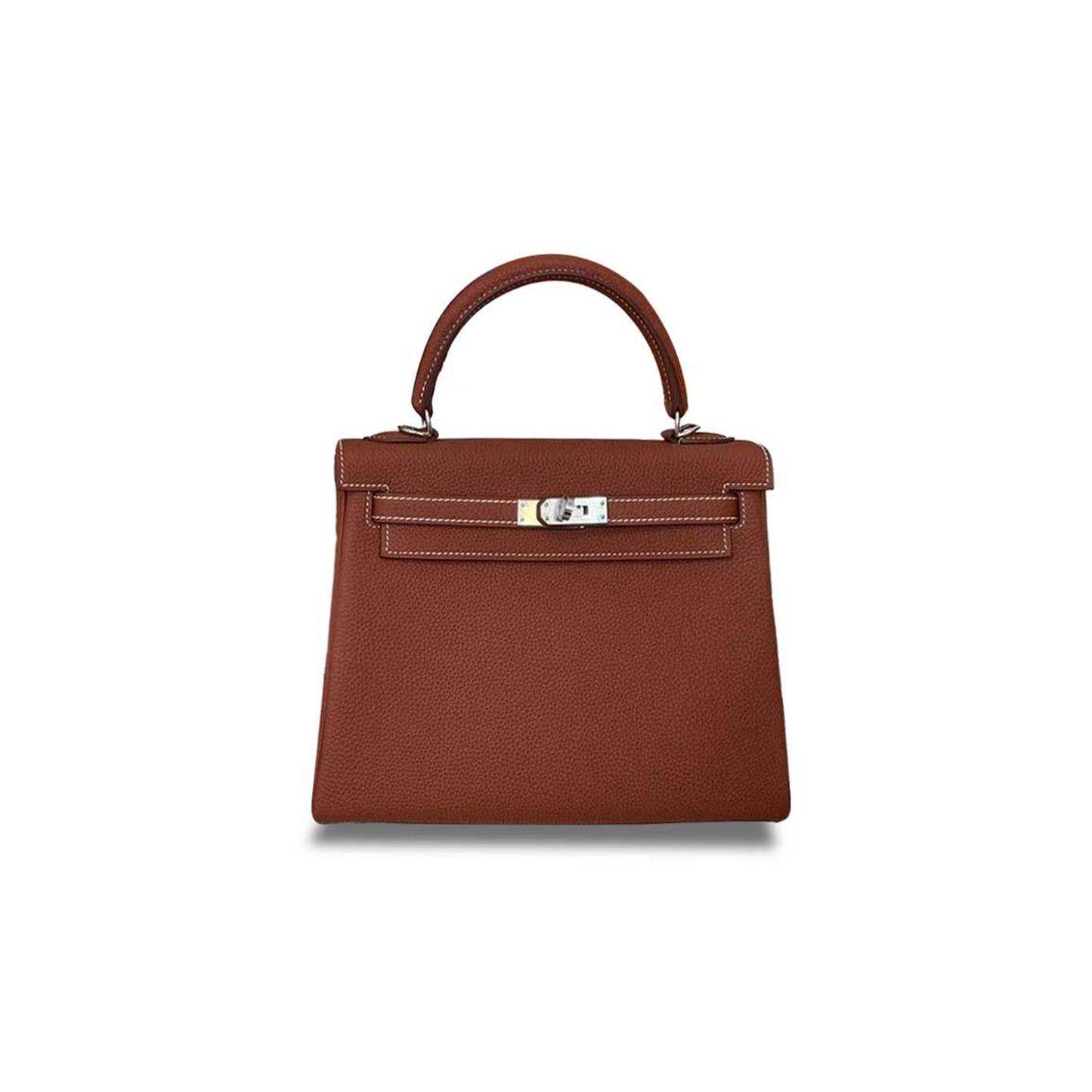 H**mes kelly 25 togo maple leaf brown silver buckle (25*17*7cm)