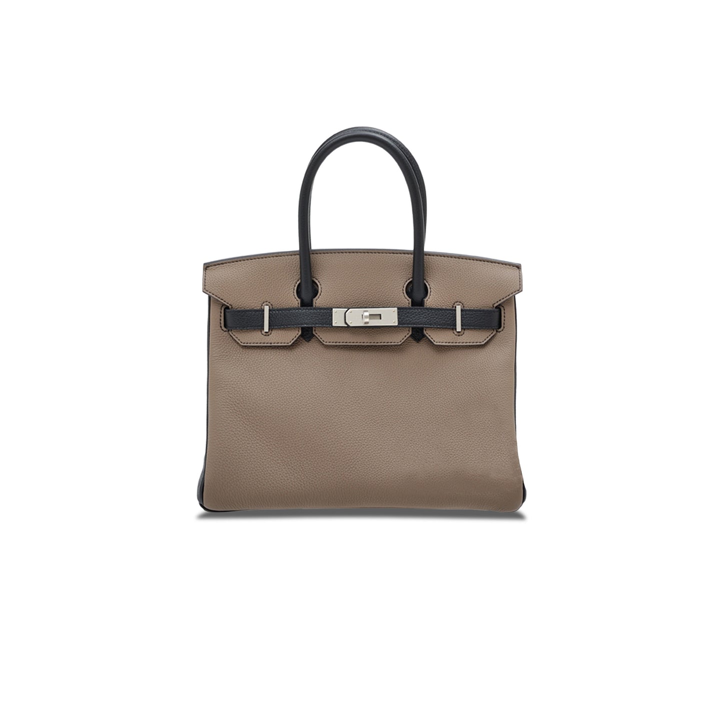 H**mes birkin 30 epsom elephant grey and black silver buckle bag h028369ck62 (30*23*15cm)